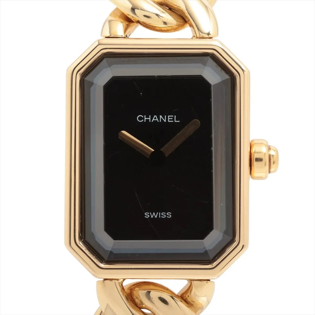 CHANEL PREMIERE YG QZ BLACK DIAL WATCH: Chanel Premiere Yg Qz Black Dial Watch Brand: Chanel Type/Style: Wristwatch Material: YG Color: Dial Color Black Size: Case:W0.8 x H0.8inch / W20 x H26 Circumference of Wrist:5.9inch / 15 Accessor