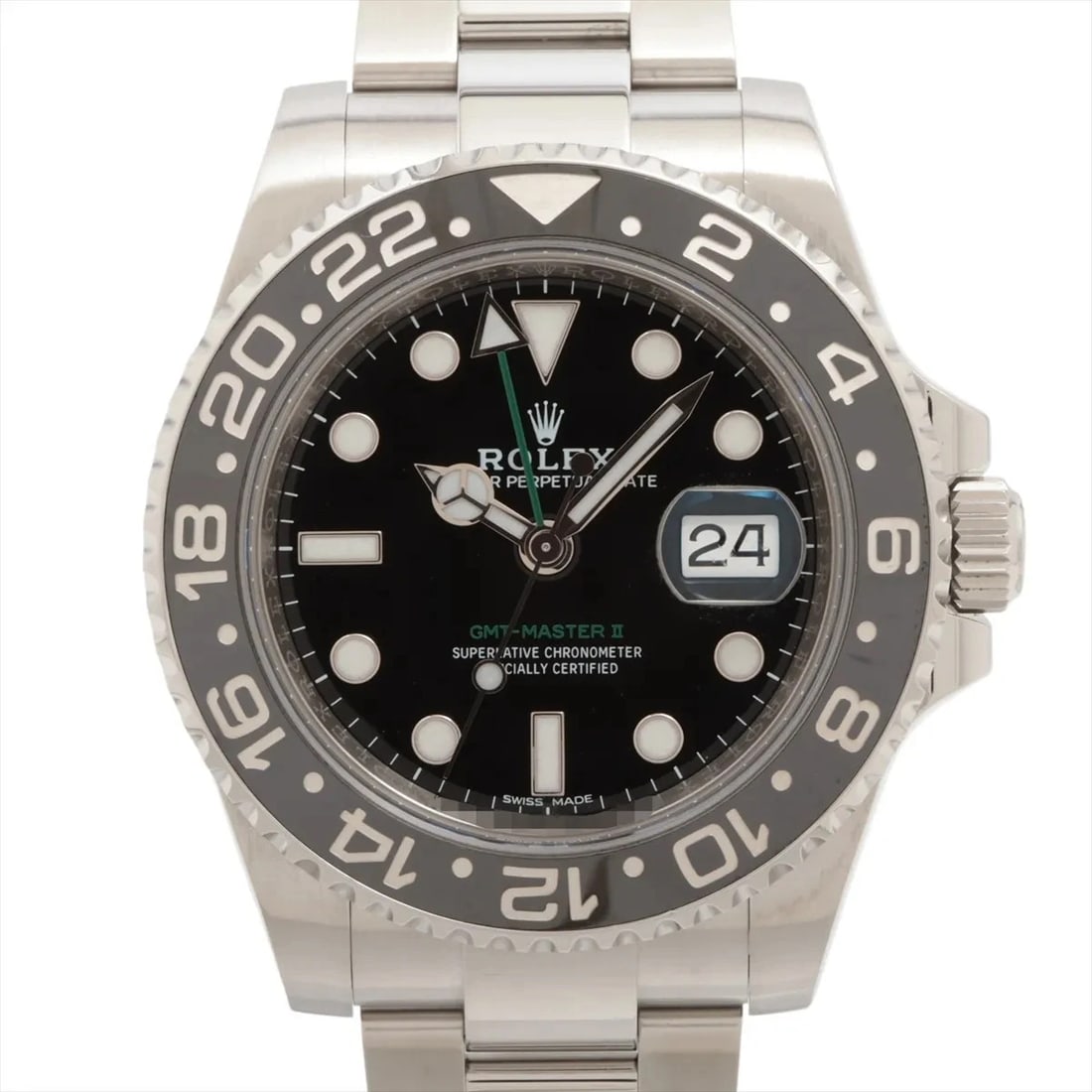 ROLEX GMT MASTER II SS AT BLACK DIAL WATCH: Rolex Gmt Master Ii Ss At Black Dial Watch Brand: Rolex Type/Style: Wristwatch Material: SS Color: Dial Color Black Size: Case:W1.6 x H1.6inch / W40 x H40 Circumference of Wrist:7.5inch / 19 Acces
