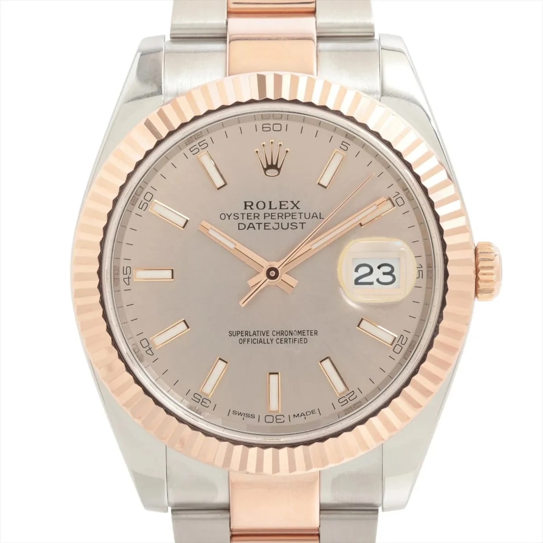 ROLEX DATEJUST 41 AT SUNDUST DIAL OYSTER WATCH: Rolex Datejust 41 At Sundust Dial Oyster Watch Brand: Rolex Type/Style: Wristwatch Material: PG?SS Color: Dial Color Sundust Size: Case:W1.6 x H1.6inch / W41 x H41 Circumference of Wrist:7.3inch / 18.