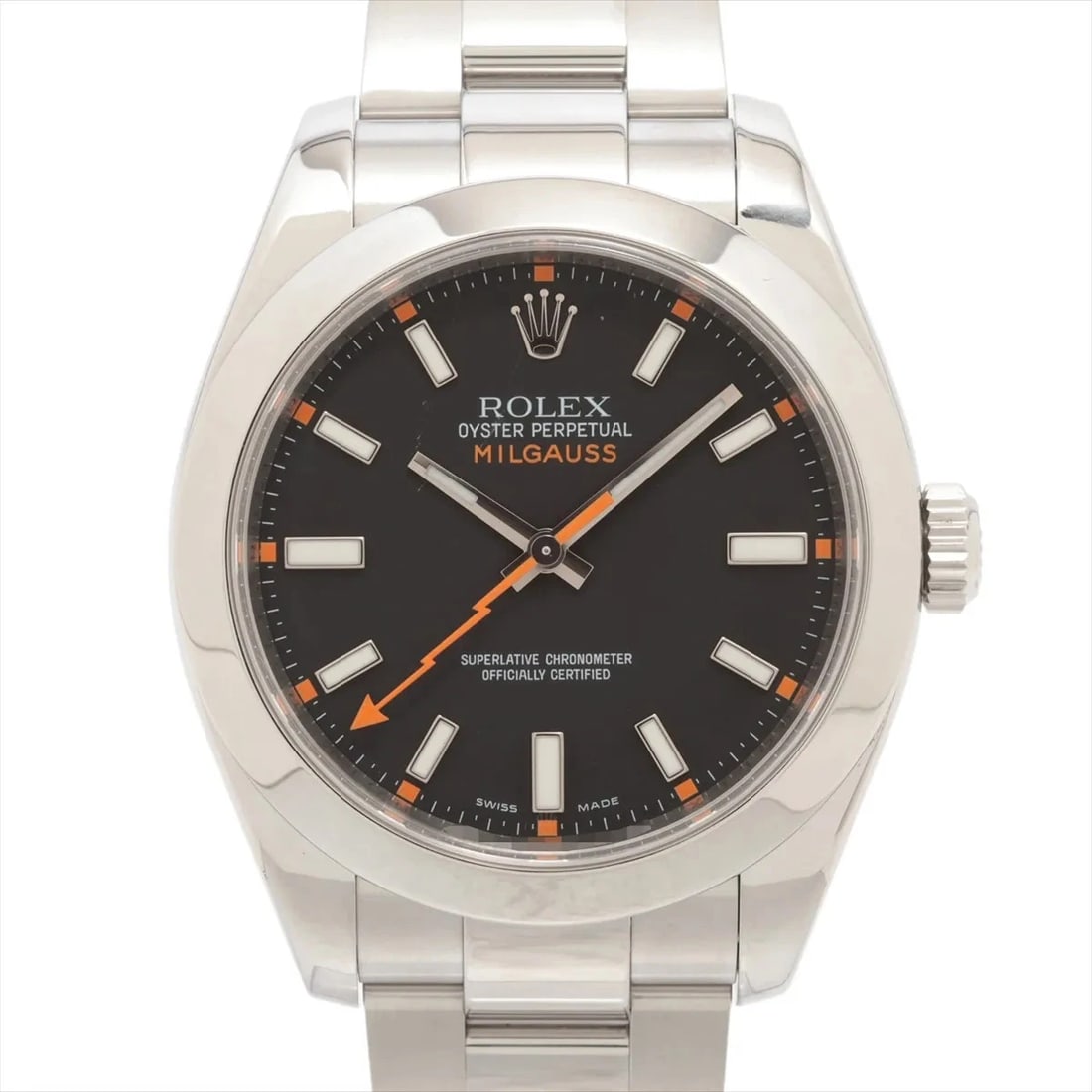 ROLEX MILGAUSS SS AT BLACK DIAL WATCH: Rolex Milgauss Ss At Black Dial Watch Brand: Rolex Type/Style: Wristwatch Material: SS Color: Dial Color Black Size: Case:W1.6 x H1.6inch / W40 x H40 Circumference of Wrist:7.5inch / 19 Accessorie