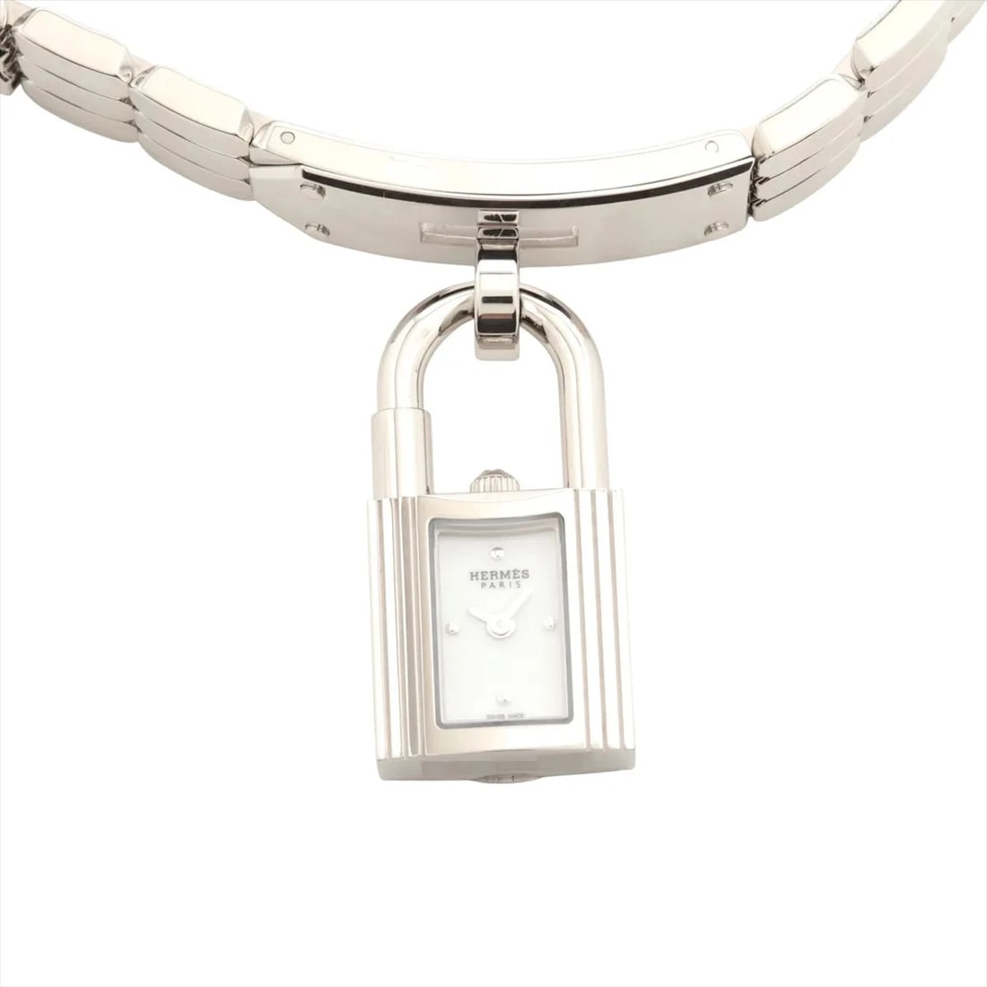 HERMES KELLY WATCH SS QZ WHITE DIAL WATCH: Hermes Kelly Watch Ss Qz White Dial Watch Brand: Hermes Type/Style: Wristwatch Material: SS Color: Dial Color White Size: Case:W0.4 x H1.2inch / W16 x H32 Circumference of Wrist:5.9inch / 15 Acces