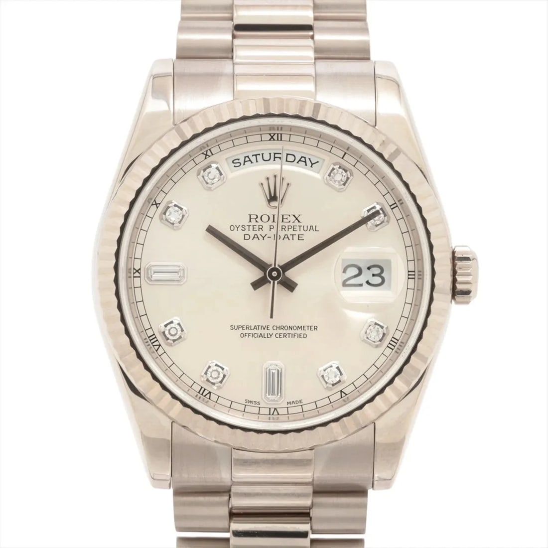 ROLEX DAY DATE 36 WG AT SILVER WATCH (1 of 3)