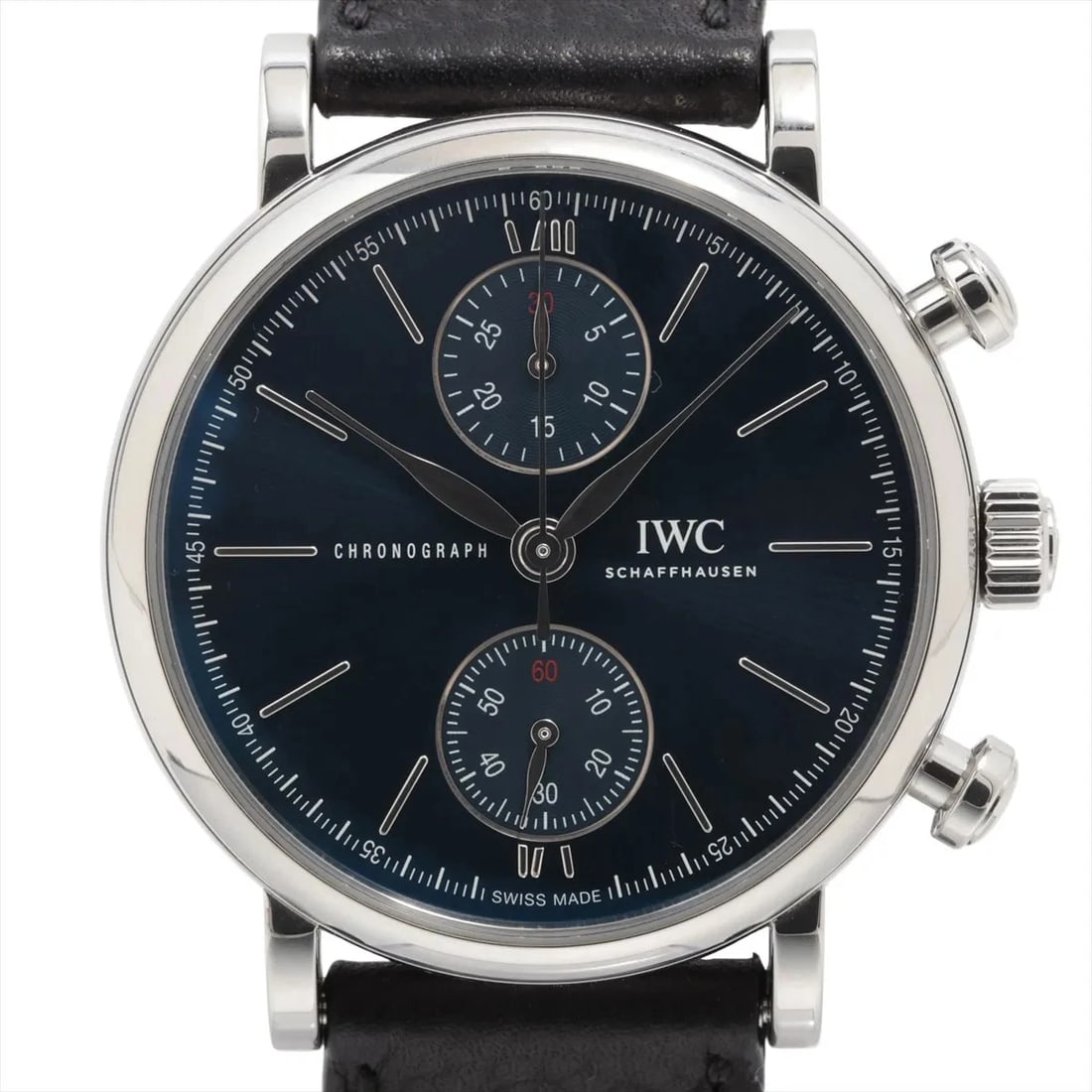 IWC PORTOFINO CHRONOGRAPH 39 GOOD SS & LEATHER AT WATCH: Iwc Portofino Chronograph 39 Good Ss & Leather At Watch Brand: IWC Type/Style: Wristwatch Material: SS & Leather Color: Dial Color Blue Size: Case:W1.2 x H1.2inch / W39 x H39 Circumference of Wrist:7.
