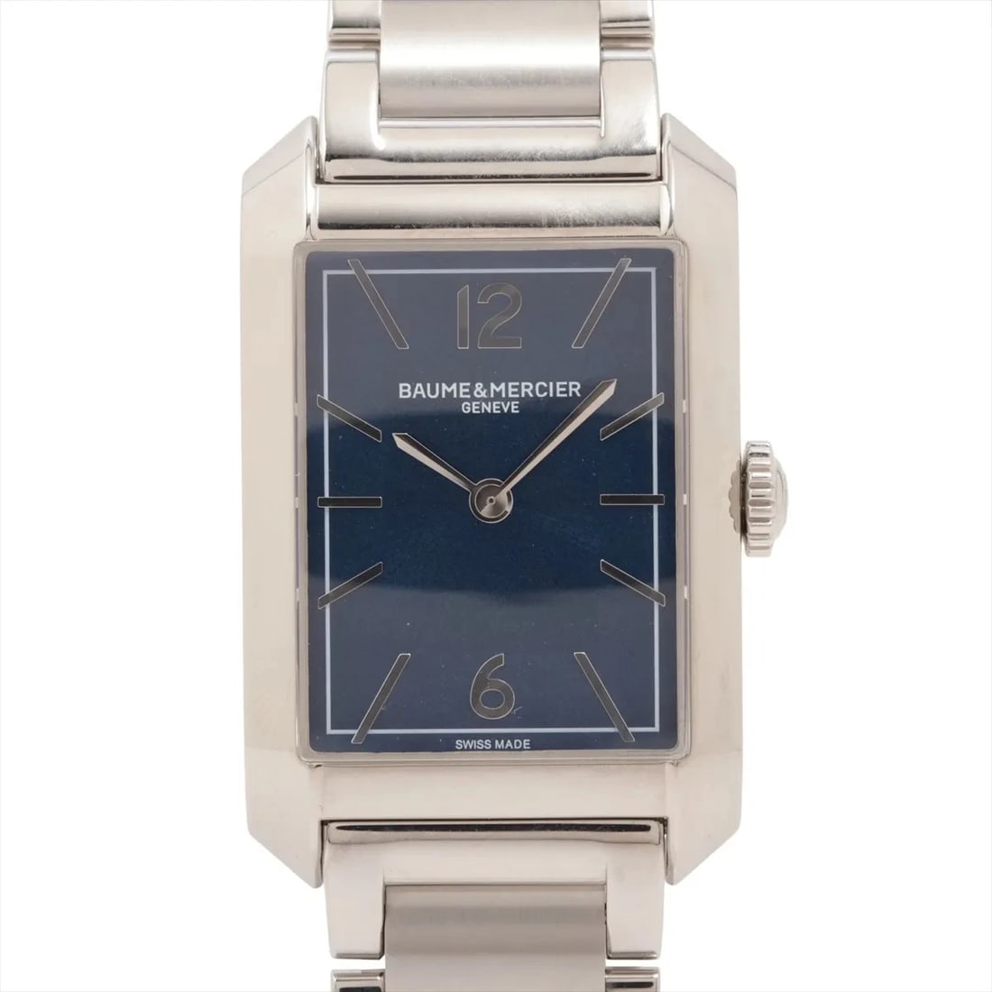 BAUME & MERCIER HAMPTON SS QZ BLUE DIAL WATCH: Baume & Mercier Hampton Ss Qz Blue Dial Watch Brand: Baume & Mercier Type/Style: Wristwatch Material: SS Color: Dial Color Blue Size: Case:W0.8 x H1.6inch / W27 x H43 Circumference of Wrist:7.7inch /