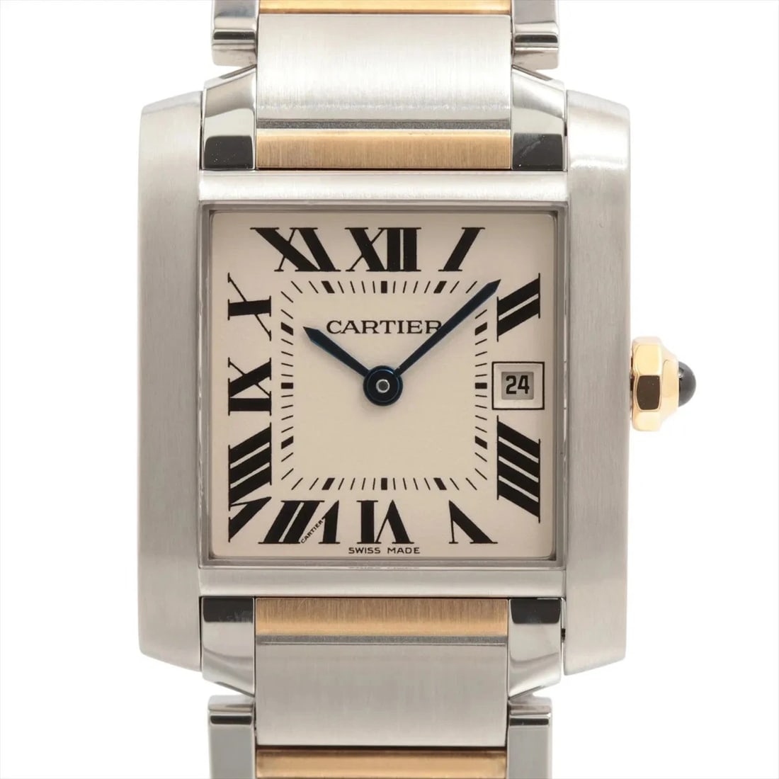 CARTIER TANK FRANCAISE QZ SILVER WATCH: Cartier Tank Francaise Qz Silver Watch Brand: Cartier Type/Style: Wristwatch Material: SS?YG Color: Dial Color Silver Size: Case:W0.8 x H1.2inch / W25 x H30 Circumference of Wrist:6.1inch / 15.5