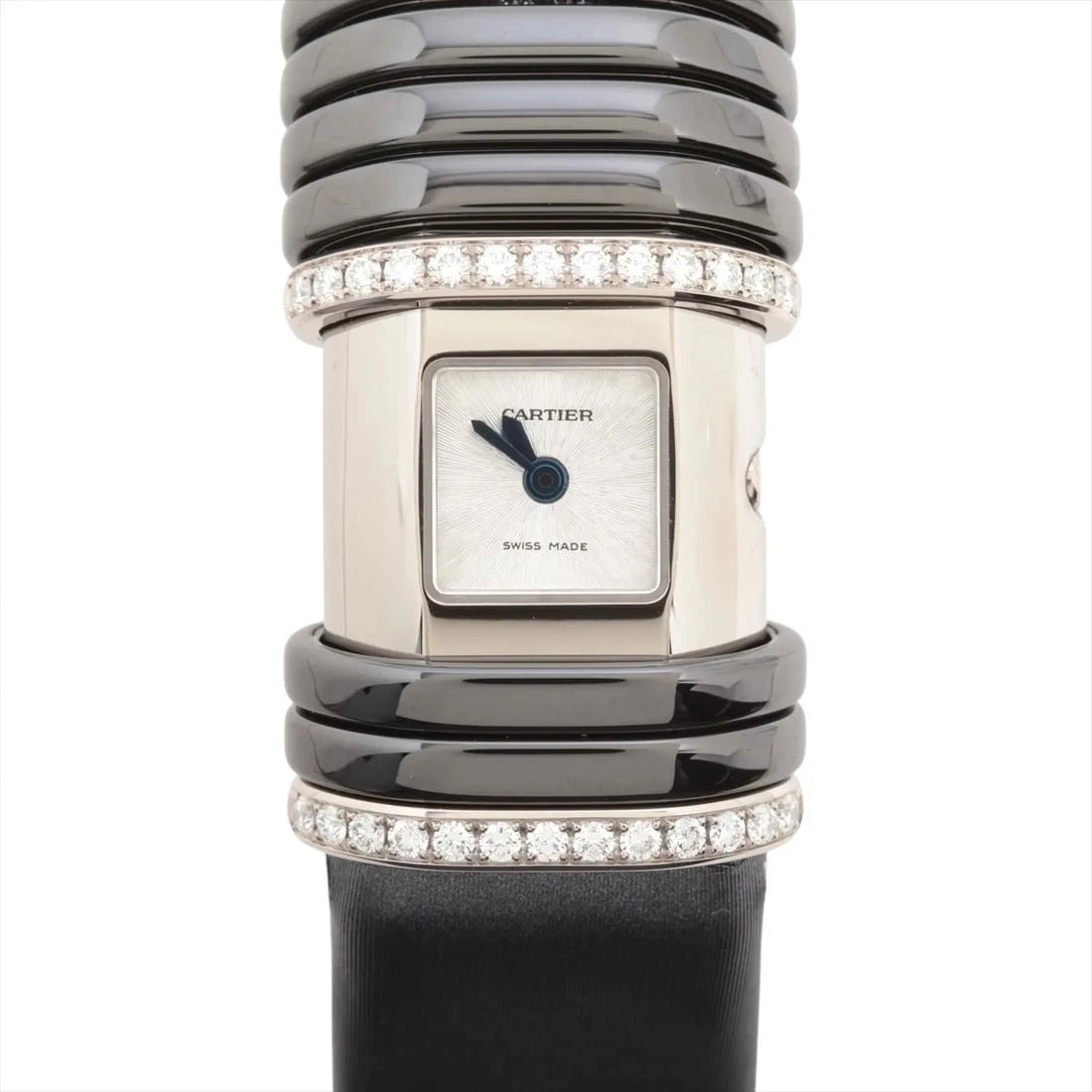 CARTIER DECLARATION WG & LEATHER QZ SILVER WATCH: Cartier Declaration Wg & Leather Qz Silver Watch Brand: Cartier Type/Style: Wristwatch Material: WG & Leather Color: Dial Color Silver Size: Case:W0.4 x H1.2inch / W16 x H39 Circumference of Wrist:5.9