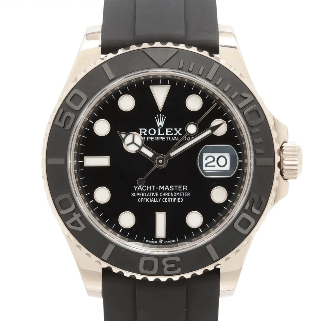 ROLEX YACHT MASTER 42 WG & RUBBER AT BLACK DIAL WATCH: Rolex Yacht Master 42 Wg & Rubber At Black Dial Watch Brand: Rolex Type/Style: Wristwatch Material: WG & rubber Color: Dial Color Black Size: Case:W1.6 x H1.6inch / W42 x H42 Circumference of Wrist:7.