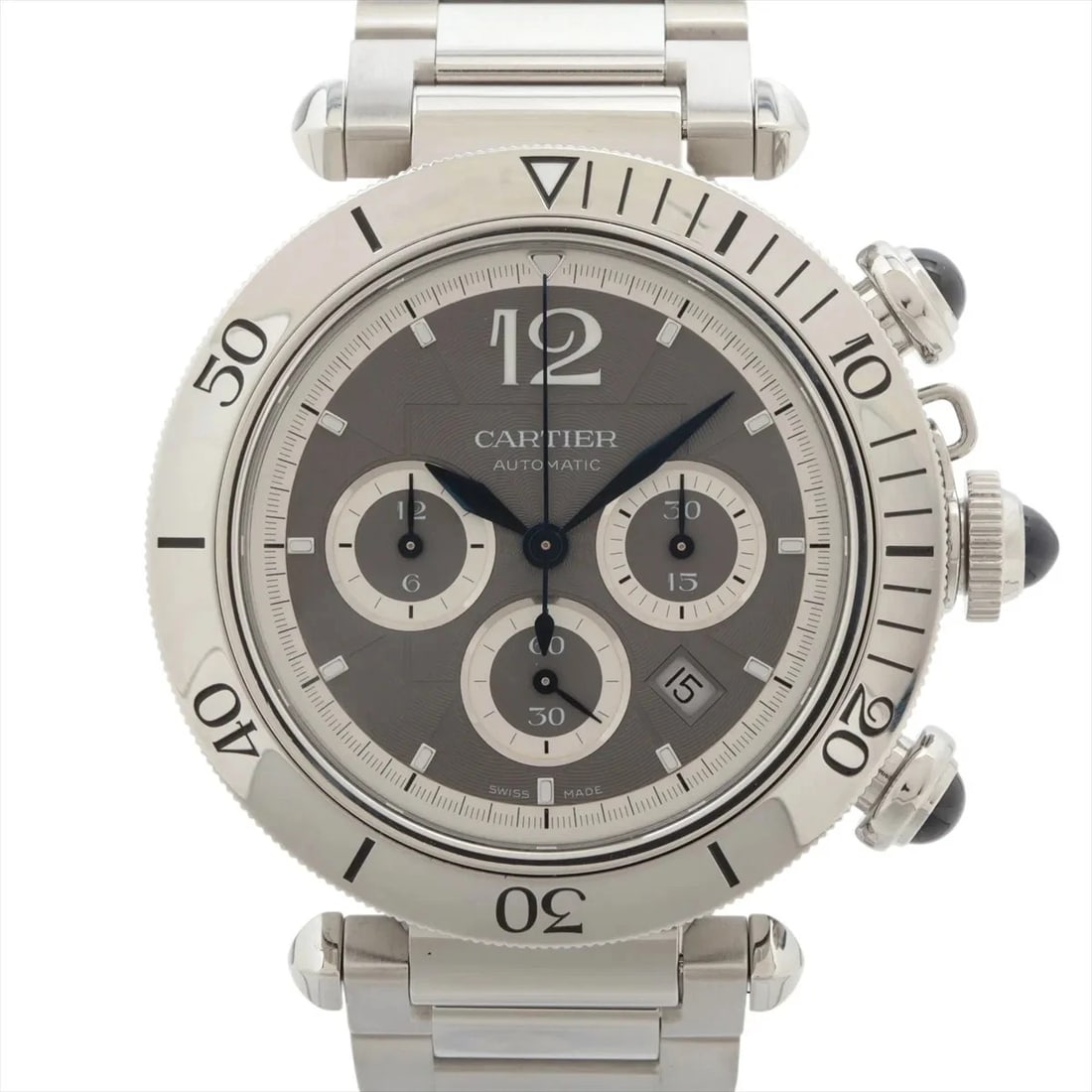 CARTIER PASHA DOO CARTIER SS AT GRAY WATCH: Cartier Pasha Doo Cartier Ss At Gray Watch Brand: Cartier Type/Style: Wristwatch Material: SS Color: Dial Color Gray Size: Case:W1.6 x H1.6inch / W41 x H41 Circumference of Wrist:6.7inch / 17 Acce
