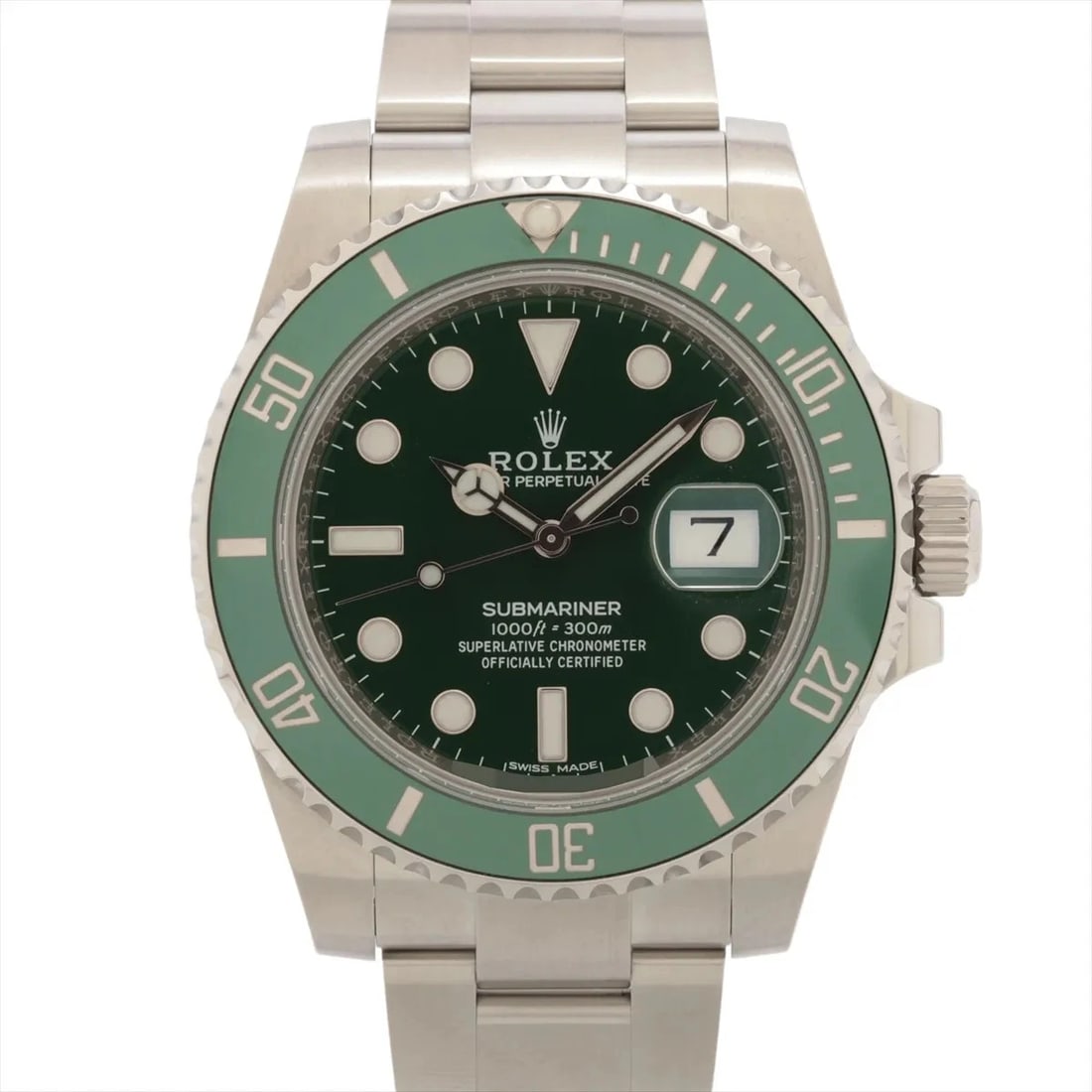 ROLEX SUBMARINER DATE SS AT GREEN WATCH: Rolex Submariner Date Ss At Green Watch Brand: Rolex Type/Style: Wristwatch Material: SS Color: Dial Color Green Size: Case:W1.6 x H1.6inch / W40 x H40 Circumference of Wrist:8.1inch / 20.5 Access
