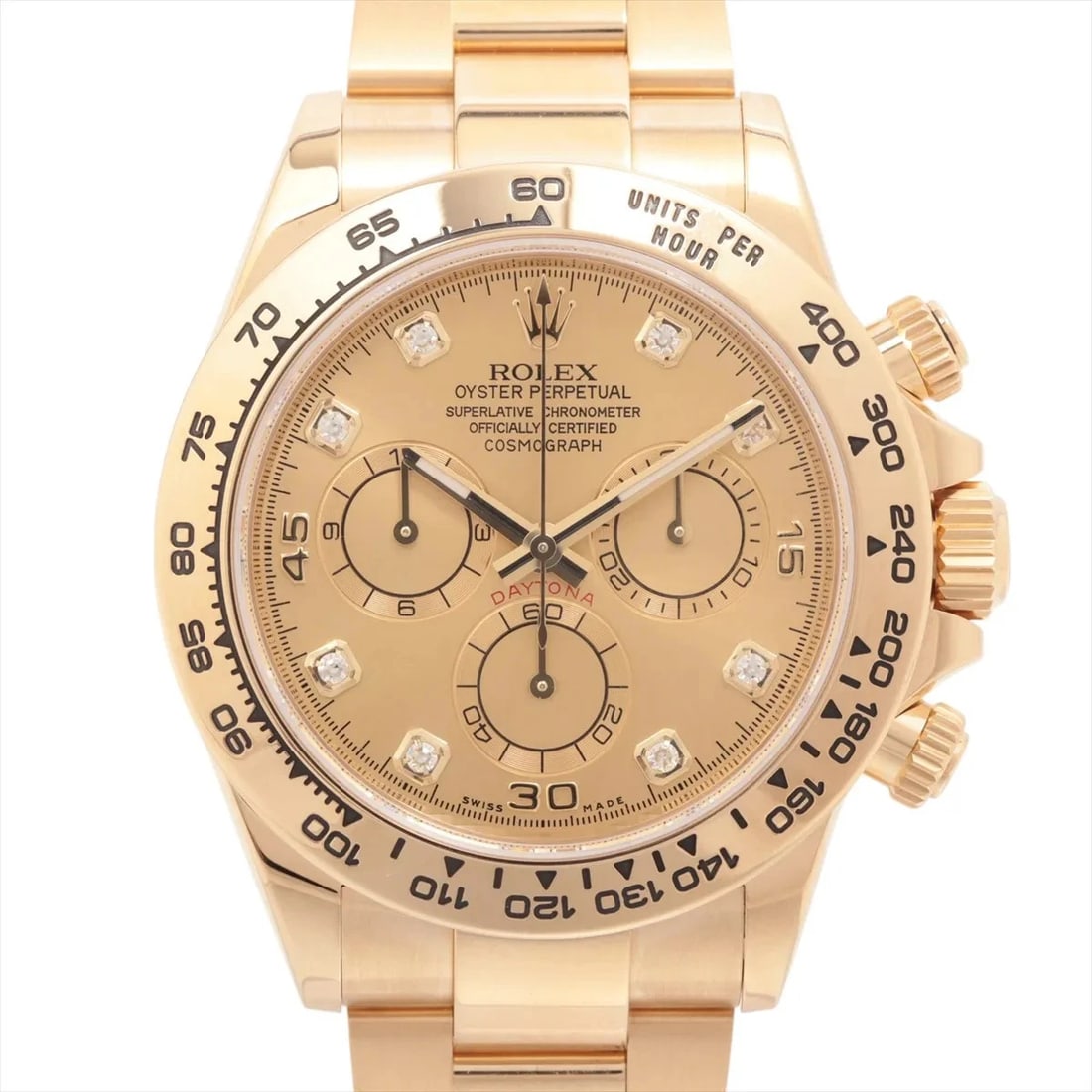 ROLEX COSMOGRAPH DAYTONA YG AT CHAMPAGNE WATCH: Rolex Cosmograph Daytona Yg At Champagne Watch Brand: Rolex Type/Style: Wristwatch Material: YG Color: Dial Color Champagne Size: Case:W1.6 x H1.6inch / W40 x H40 Circumference of Wrist:6.9inch / 17.5