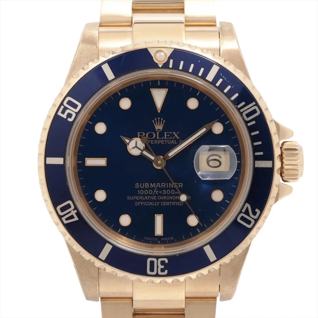 ROLEX SUBMARINER DATE YG AT BLUE DIAL WATCH: Rolex Submariner Date Yg At Blue Dial Watch Brand: Rolex Type/Style: Wristwatch Material: YG Color: Dial Color Blue Size: Case:W1.6 x H1.6inch / W40 x H40 Circumference of Wrist:7.5inch / 19 Acces