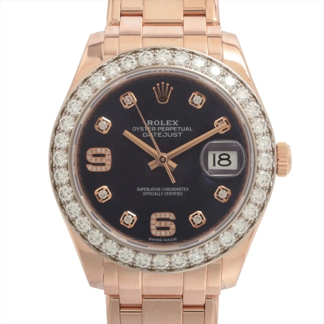 ROLEX DATEJUST PEARLMASTER PG AT AUBERGINE DIAL WATCH: Rolex Datejust Pearlmaster Pg At Aubergine Dial Watch Brand: Rolex Type/Style: Wristwatch Material: PG Color: Dial Color Aubergine Size: Case:W1.2 x H1.2inch / W39 x H39 Circumference of Wrist:7.1inch