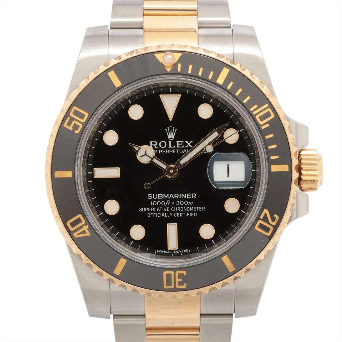 ROLEX SUBMARINER DATEAT BLACK DIAL WATCH: Rolex Submariner Dateat Black Dial Watch Brand: Rolex Type/Style: Wristwatch Material: SS?YG Color: Dial Color Black Size: Case:W1.6 x H1.6inch / W40 x H40 Circumference of Wrist:6.7inch / 17 Acce