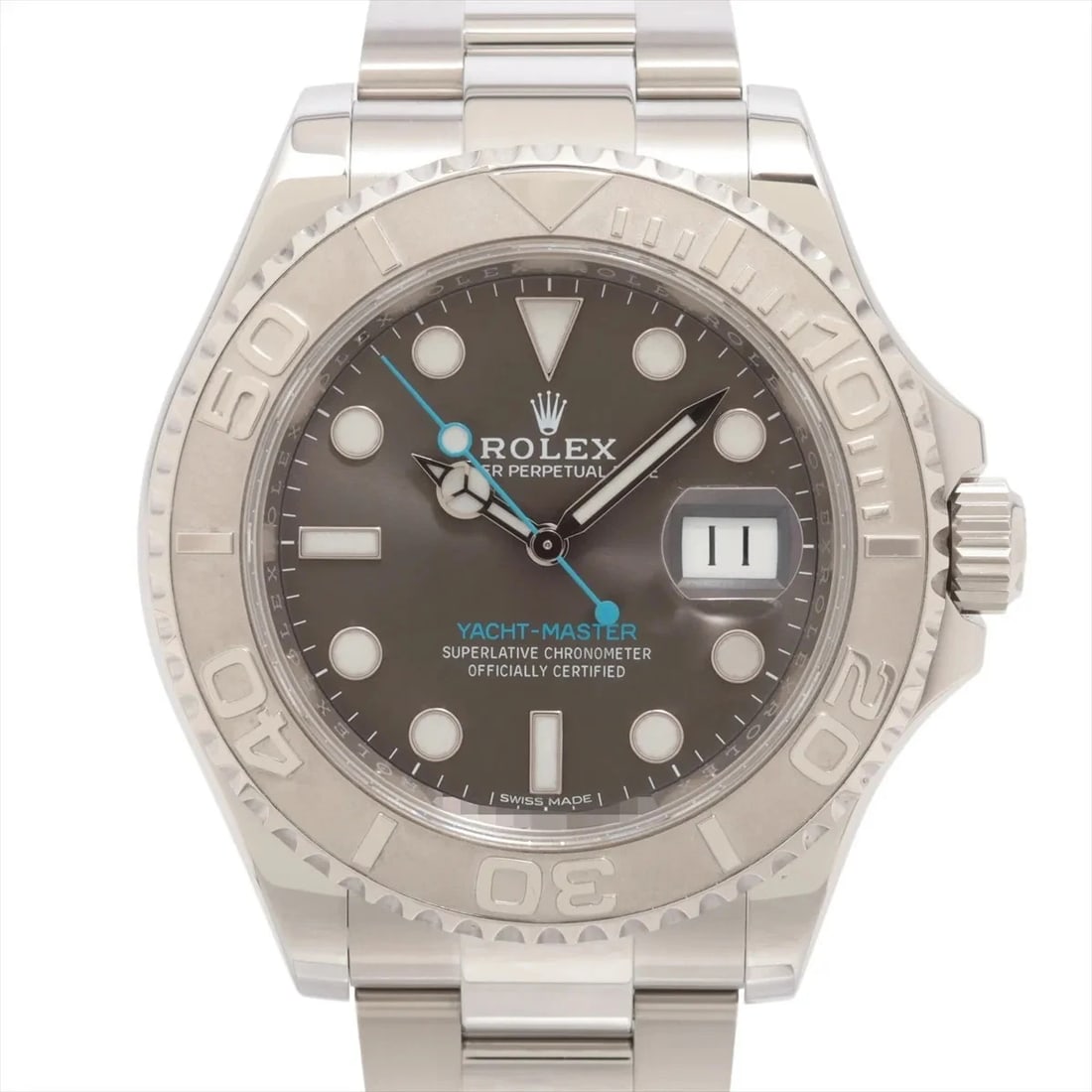 ROLEX YACHT-MASTER 40 PT?SS AT SLATE DIAL WATCH: Rolex Yacht-Master 40 Pt?Ss At Slate Dial Watch Brand: Rolex Type/Style: Wristwatch Material: PT?SS Color: Dial Color slate Size: Case:W1.6 x H1.6inch / W40 x H40 Circumference of Wrist:6.7inch / 17