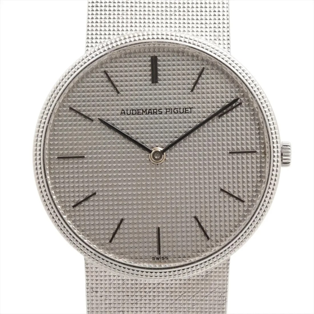 AUDEMARS PIGUET ROUND WG STEM-WINDER SILVER WATCH (1 of 2)