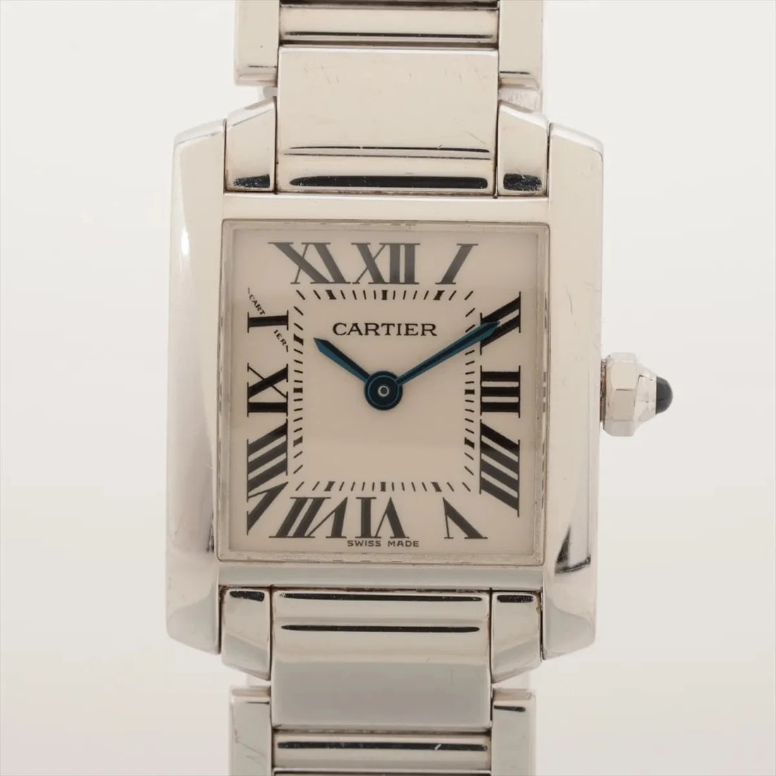 CARTIER TANK FRANCAISE WG QZ SILVER WATCH: Cartier Tank Francaise Wg Qz Silver Watch Brand: Cartier Type/Style: Wristwatch Material: WG Color: Dial Color Silver Size: Case:W0.8 x H0.8inch / W20 x H25 Circumference of Wrist:5.3inch / 13.5 A
