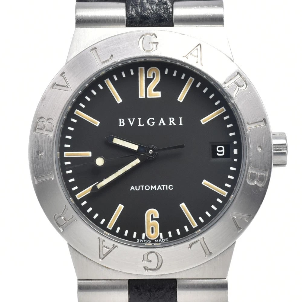 BVLGARI DIAGONO SPORTS DATE BLACK DIAL AUTOMATIC UNISEX WATCH: Bvlgari Diagono Sports Date Black Dial Automatic Unisex Watch Brand: BVLGARI Type/Style: Wristwatch Material: Band Material leather, Case Material Stainless Steel Color: Case Color Silver, Band Color 