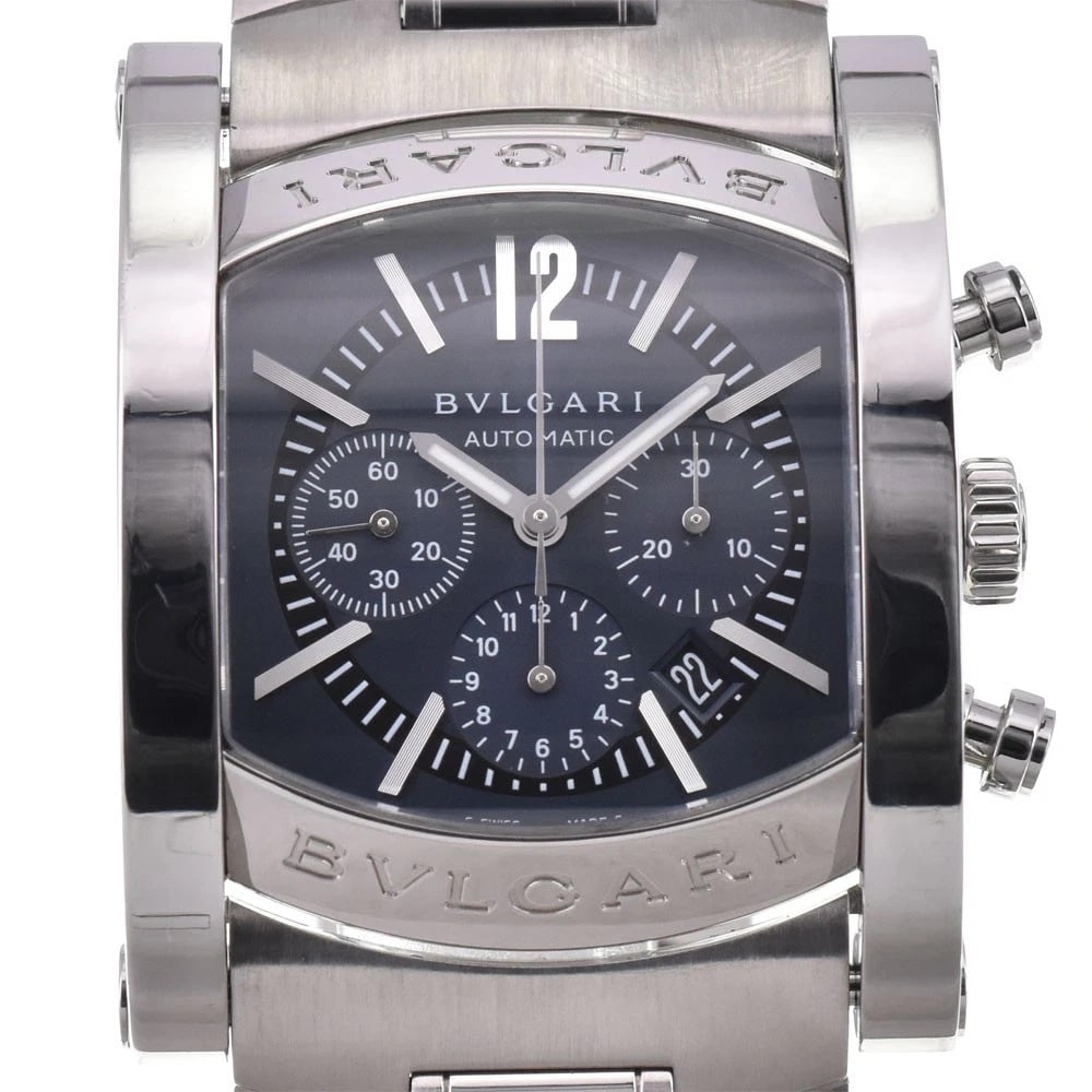 BVLGARI ASSIOMA CHRONOGRAPH DATE WATCH: Bvlgari Assioma Chronograph Date Watch Brand: BVLGARI Type/Style: Wristwatch Material: Band Material Stainless Steel, Case Material Stainless Steel Color: Case Color Silver, Band Color Silver, Dial