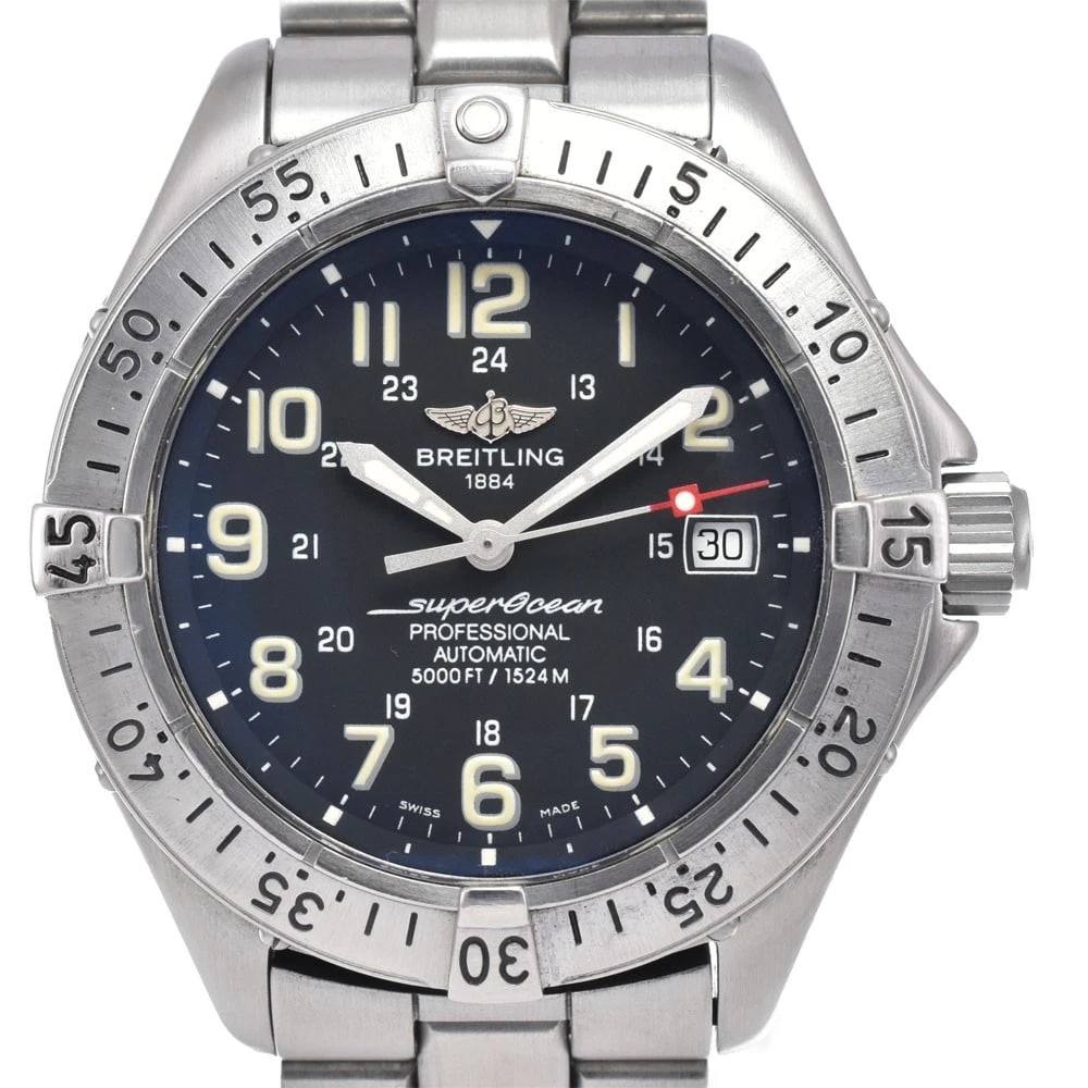 BREITLING SUPER OCEAN DATE BLACK DIAL AUTOMATIC WATCH: Breitling Super Ocean Date Black Dial Automatic Watch Brand: BREITLING Type/Style: Wristwatch Material: Band Material Stainless Steel, Case Material Stainless Steel Color: Case Color Silver, Band