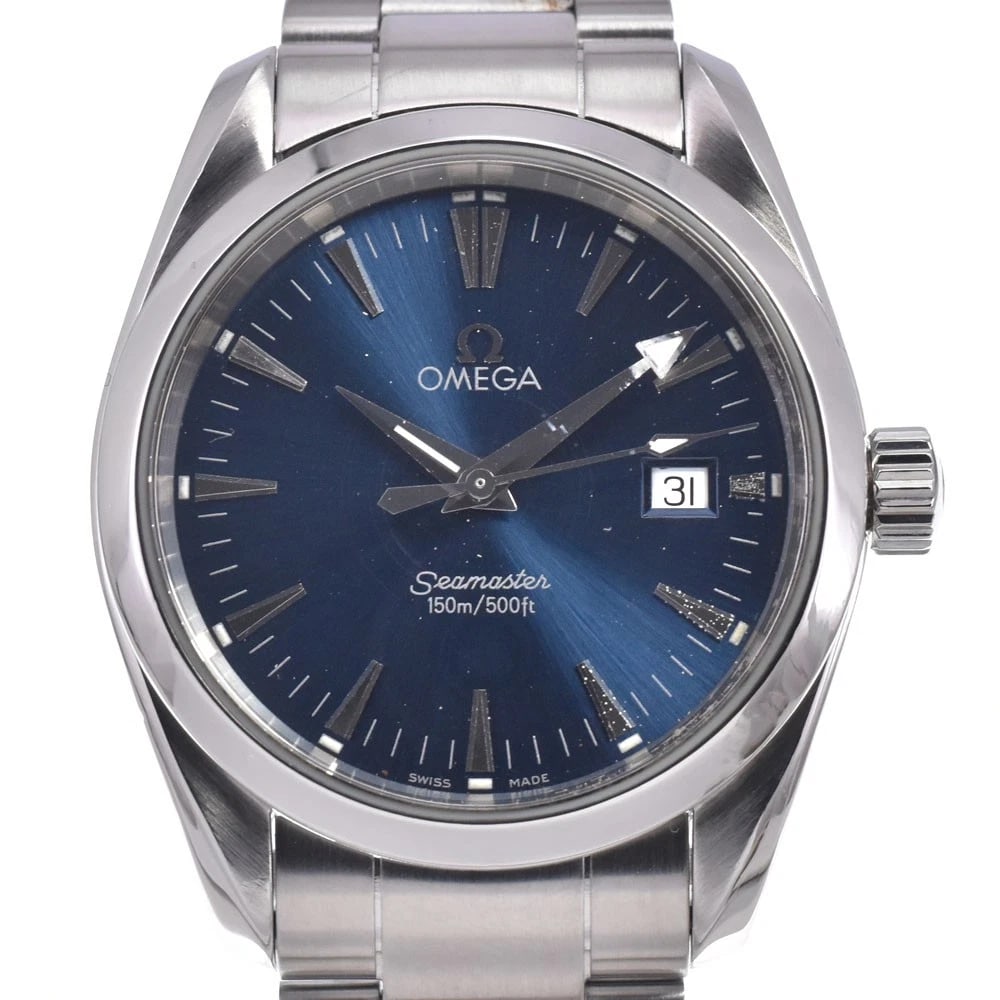OMEGA SEAMASTER AQUA TERRA BLUEDIAL QUARTZ WATCH: Omega Seamaster Aqua Terra Bluedial Quartz Watch Brand: OMEGA Type/Style: Wristwatch Material: Band Material Stainless Steel, Case Material Stainless Steel Color: Case Color Silver, Band Color Silver,