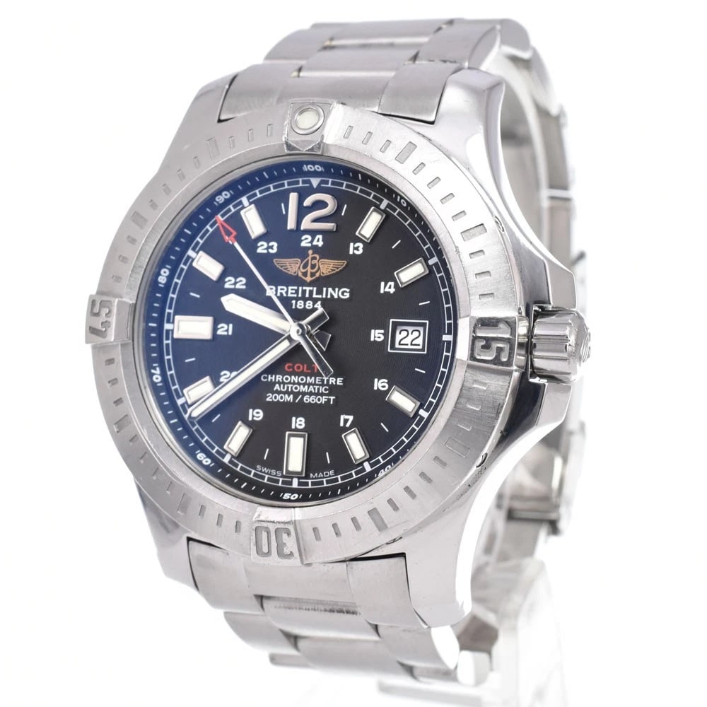 BREITLING COLT CHRONOMETER DATE BLACK DIAL AUTOMATIC WATCH - 2