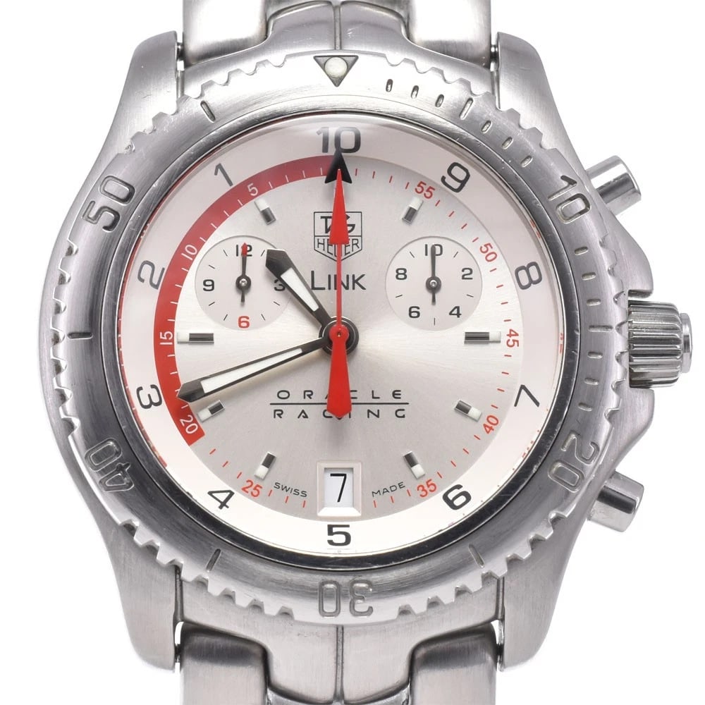 TAG HEUER LINK ORACLE RACING QUARTZ WATCH: Tag Heuer Link Oracle Racing Quartz Watch Brand: TAG HEUER Type/Style: Wristwatch Material: Band Material Stainless Steel, Case Material Stainless Steel Color: Case Color Silver, Band Color Silver, Di