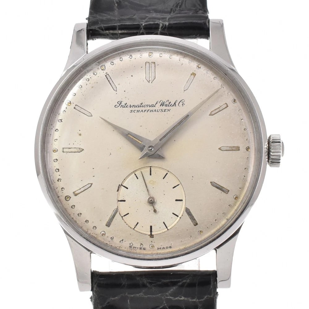 IWC SCHAFFHAUSEN SCHAU ESSEN HAND WINDING WATCH: Iwc Schaffhausen Schau Essen Hand Winding Watch Brand: IWC SCHAFFHAUSEN Type/Style: Wristwatch Material: Band Material leather, Case Material Stainless Steel Color: Case Color Silver, Band Color black