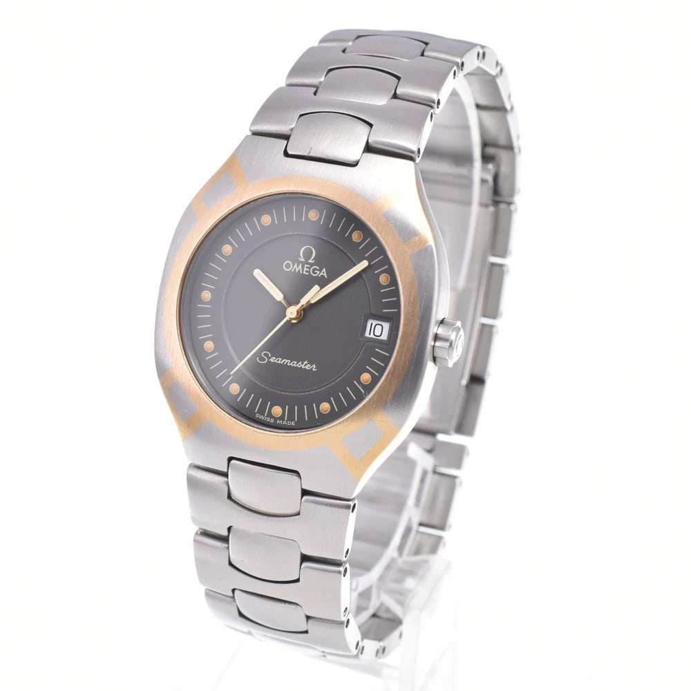 OMEGA SEAMASTER POLARIS K18 QUARTZ WATCH: Omega Seamaster Polaris K18 Quartz Watch Brand: OMEGA Type/Style: Wristwatch Material: Band Material Stainless Steel, Case Material Stainless Steel/K18 Color: Case Color Silver / Gold, Band Color Silv