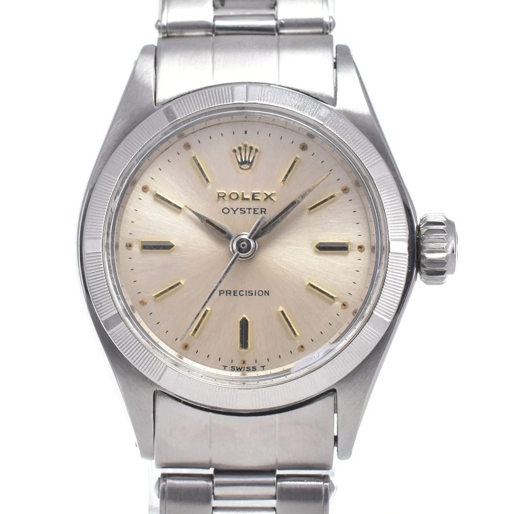 ROLEX OYSTER PRECISION HAND WINDING LADIES WATCH: Rolex Oyster Precision Hand Winding Ladies Watch Brand: ROLEX Type/Style: Wristwatch Material: Band Material Stainless Steel, Case Material Stainless Steel Color: Case Color Silver, Band Color Silver,