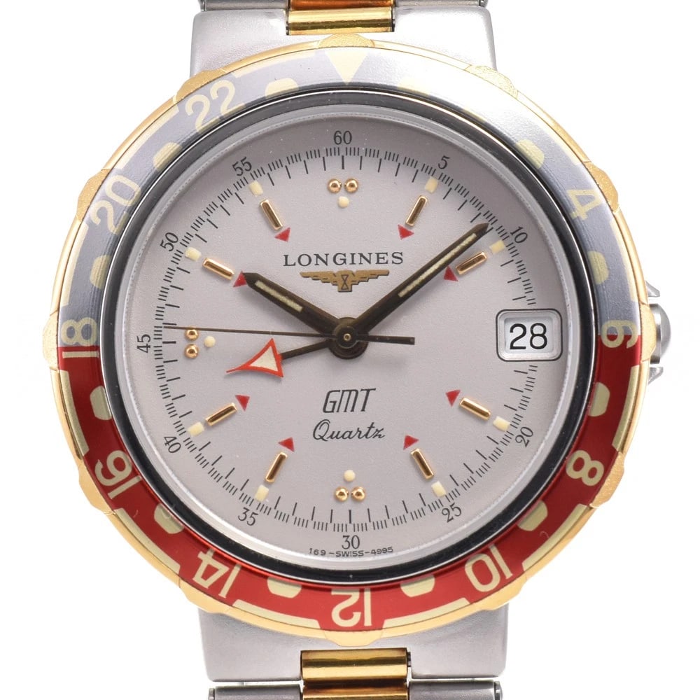 LONGINES CONQUEST GMT DATE GRAY DIAL QUARTZ WATCH: Longines Conquest Gmt Date Gray Dial Quartz Watch Brand: LONGINES Type/Style: Wristwatch Material: Band Material Stainless Steel/Gold Plated, Case Material Stainless Steel/Gold Plated Color: Case Colo