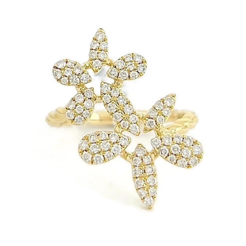 PAVE DIAMOND FLOWER FLORAL STATEMENT RING 14K YELLOW GOLD: Pave Diamond Flower Floral Statement Ring 14K Yellow Gold Brand: Unbranded Type/Style: Ring Material: 14K Yellow Gold, Main Stone Natural Color: Gold Size: 6.75 US Accessories: None Access