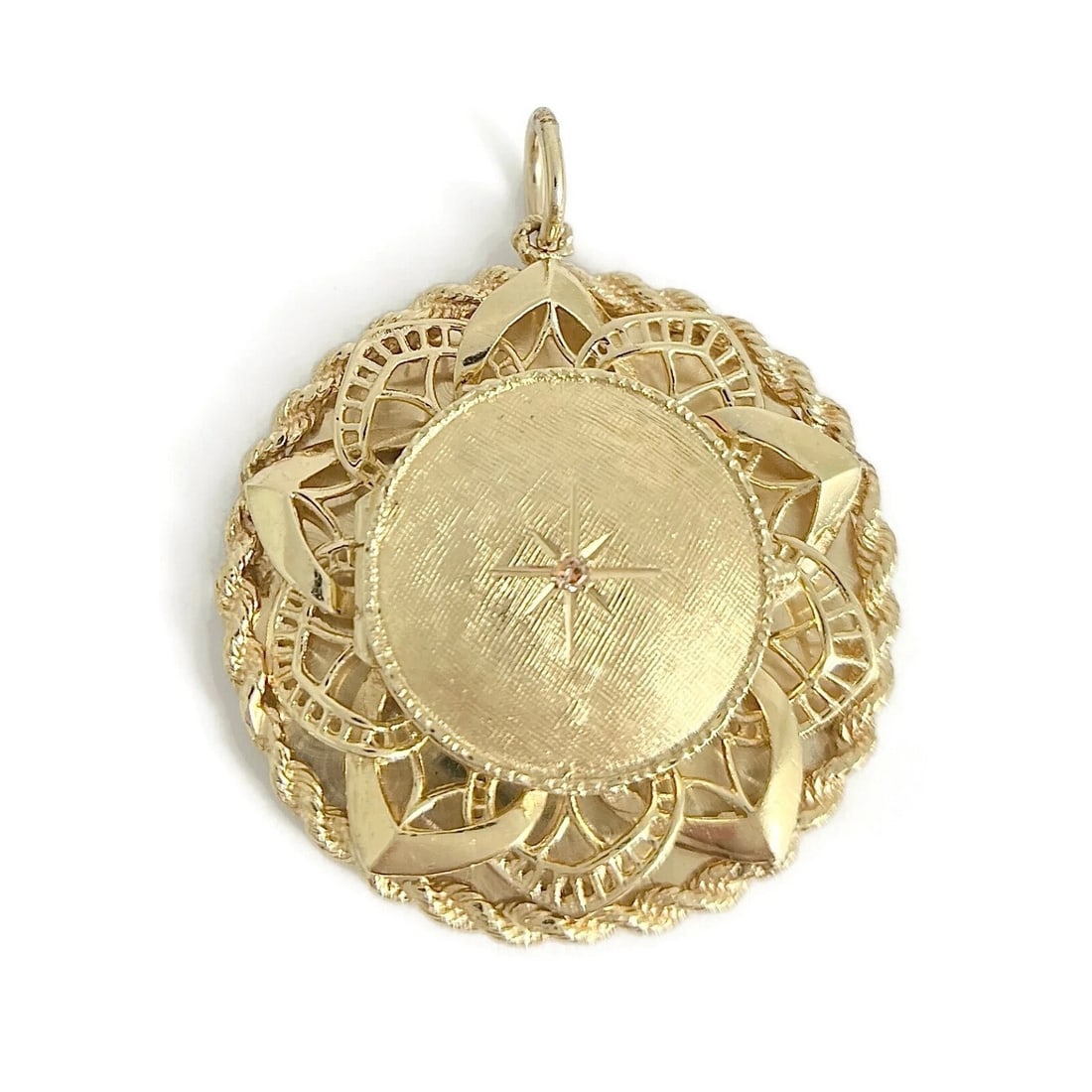 FILIGREE FOLDING PICTURE LOCKET PENDANT 14K YELLOW GOLD (1 of 3)