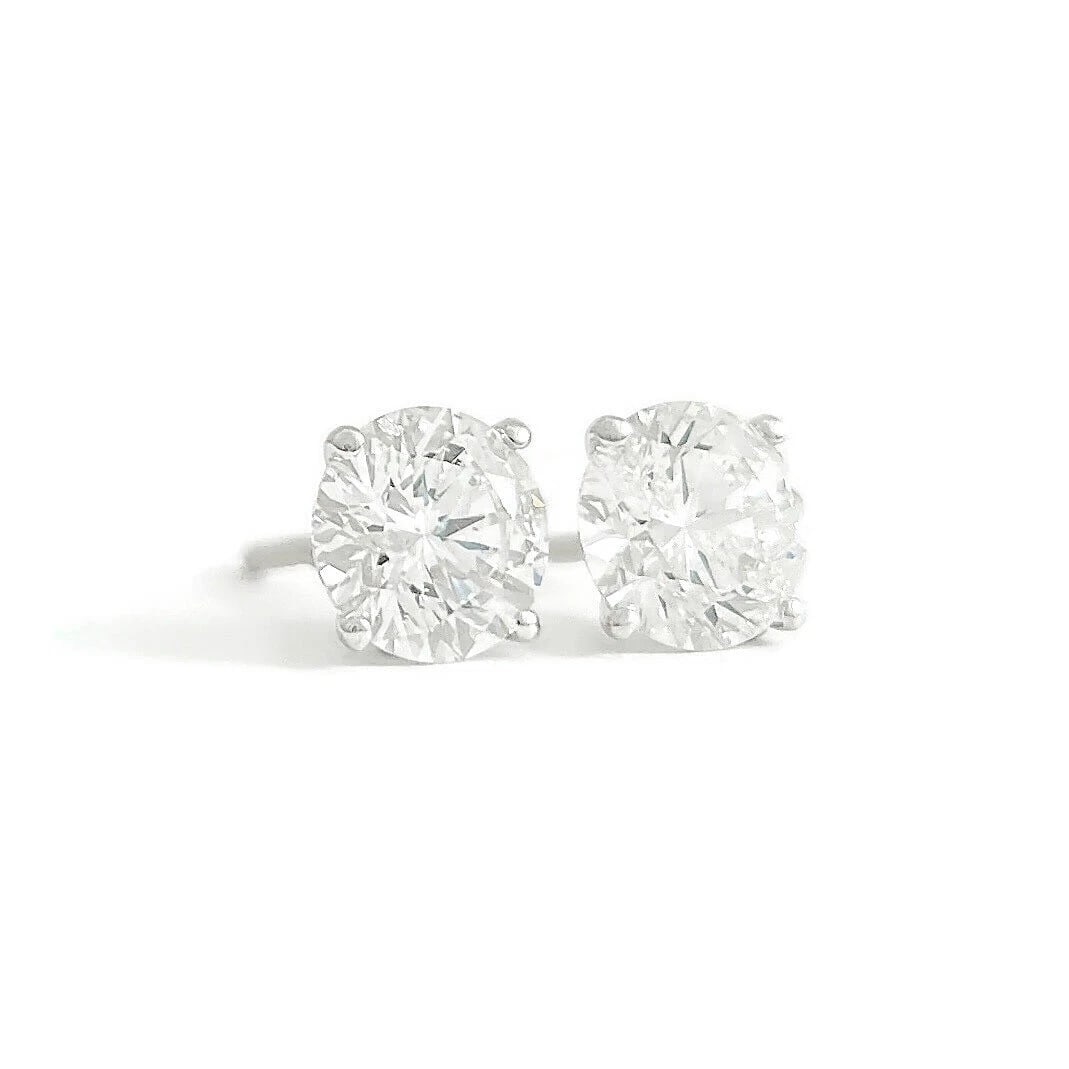 ROUND DIAMOND STUD EARRINGS 14K WHITE GOLD (1 of 2)