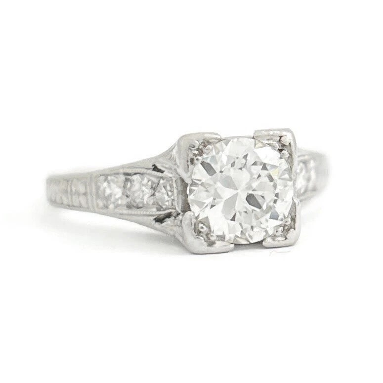 ETCHED DIAMOND ENGAGEMENT RING PLATINUM (1 of 3)