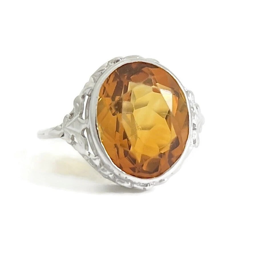 CITRINE FILIGREE RING 14K WHITE GOLD (1 of 2)