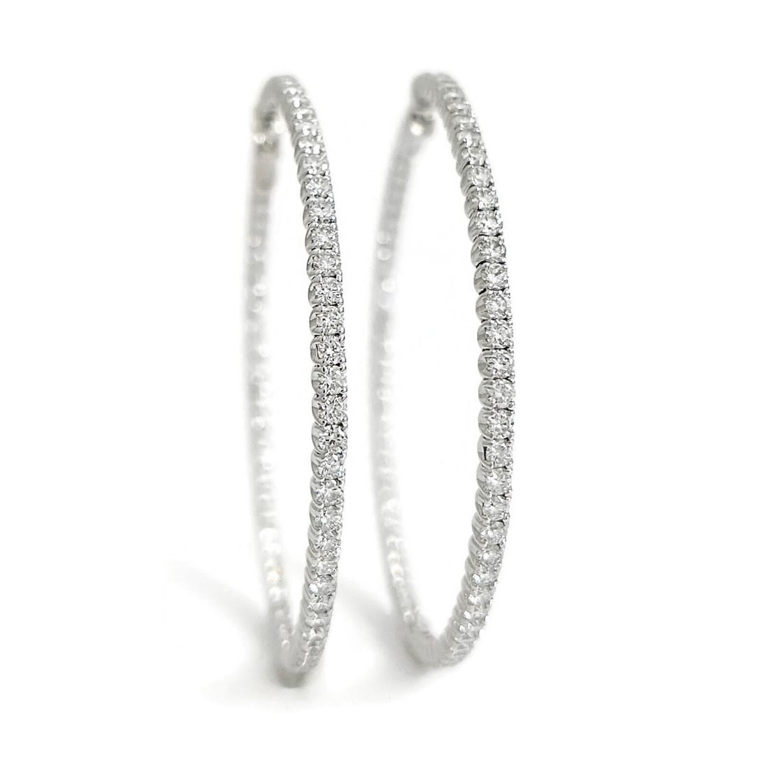 LARGE DIAMOND INSIDE-OUT HOOP EARRINGS 14K WHITE GOLD (1 of 2)