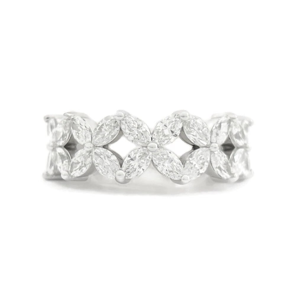 MARQUISE DIAMOND FLOWER STATEMENT RING 14K WHITE GOLD: Marquise Diamond Flower Statement Ring 14K White Gold Brand: Unbranded Type/Style: Ring Material: 14K White Gold, Main Stone Natural Color: Silver Size: 6.75 US Accessories: None Accessori
