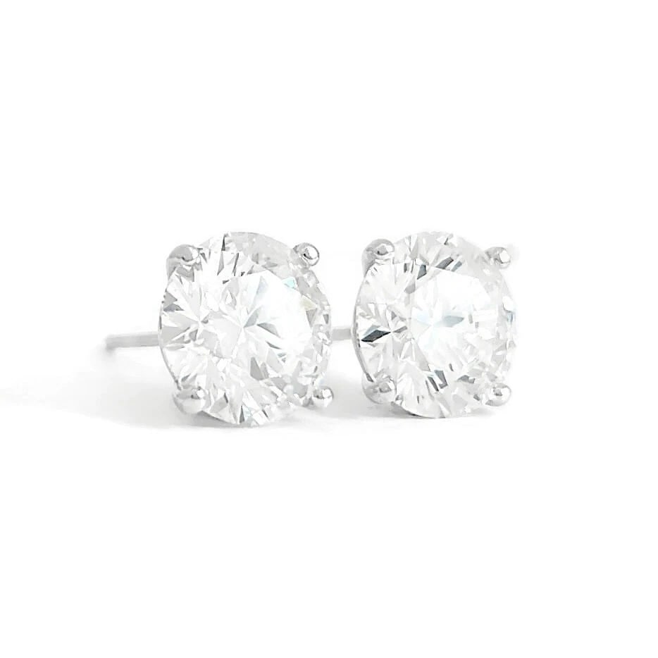 ROUND LAB-CREATED DIAMOND STUD EARRINGS 14K WHITE GOLD (1 of 2)