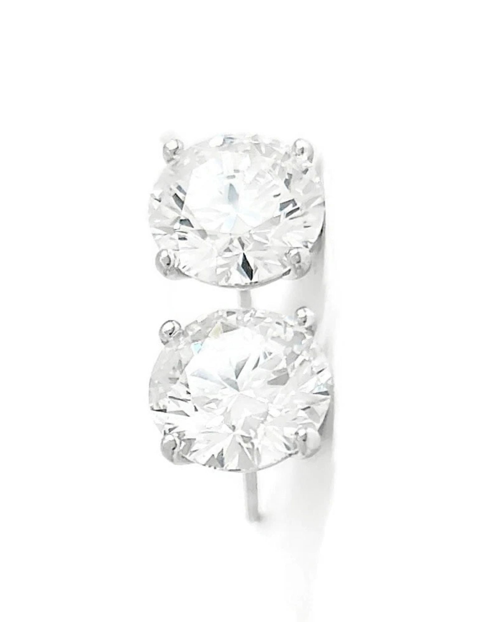 ROUND DIAMOND STUD EARRINGS 14K WHITE GOLD - 2