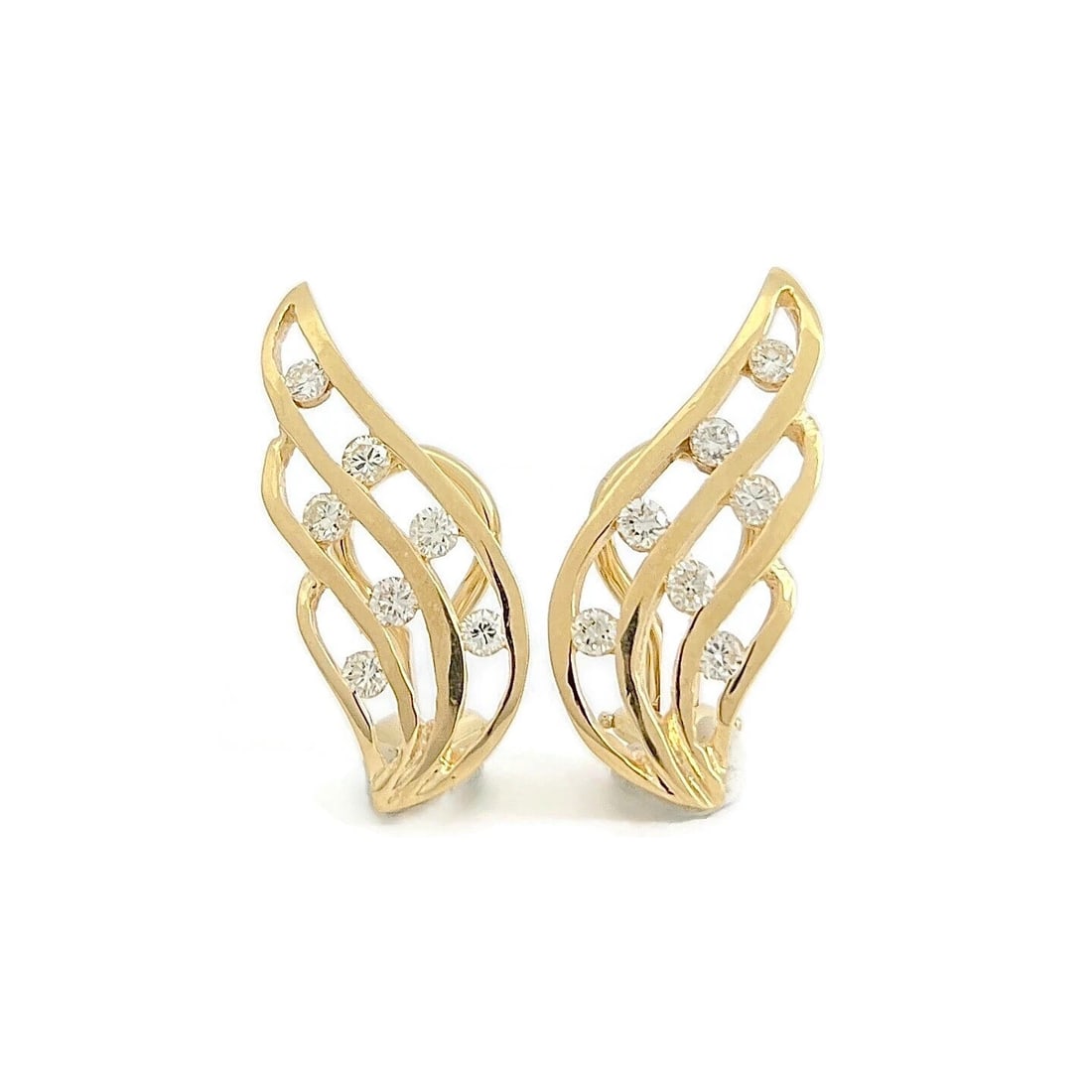 DIAMOND WING CRAWLER STUD EARRINGS 14K YELLOW GOLD: Diamond Wing Crawler Stud Earrings 14K Yellow Gold Brand: Unbranded Type/Style: Earrings Material: 14K Yellow Gold, Main Stone Natural Color: Gold Size: Measurements: 1 inch x 10.4 mm Accessories: