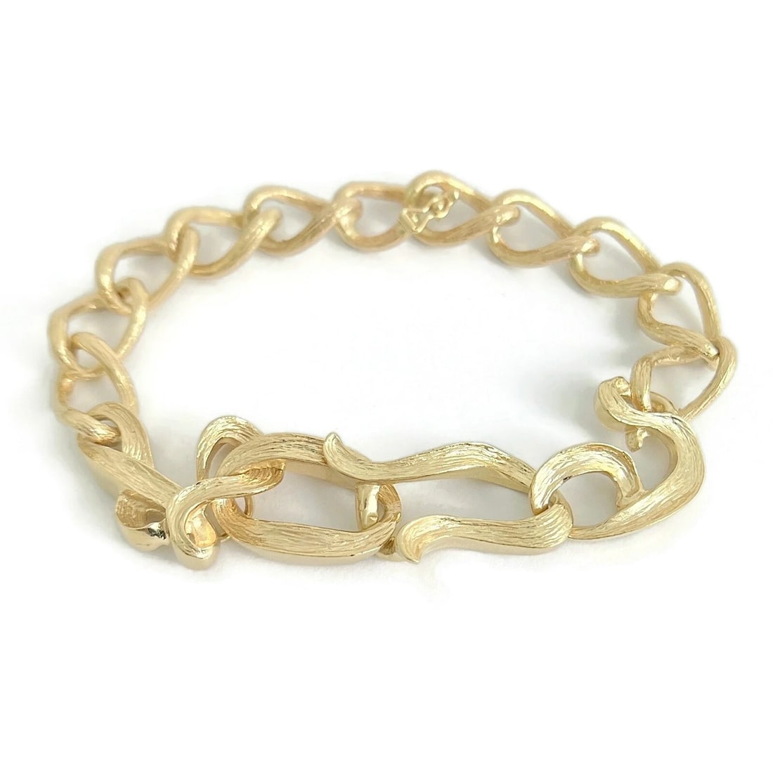 ESTATE LOVE CHAIN LINK BRACELET 14K YELLOW GOLD (1 of 3)