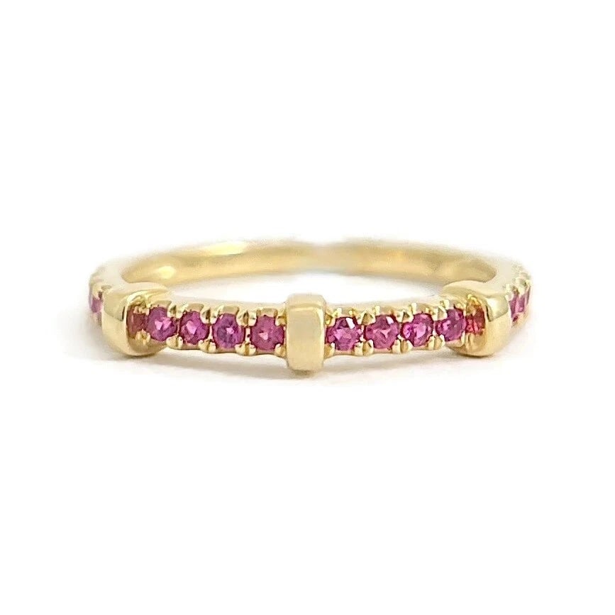 RUBY GEMSTONE BAND RING 14K YELLOW GOLD: Ruby Gemstone Band Ring 14K Yellow Gold Brand: Unbranded Type/Style: Ring Material: 14K Yellow Gold, Main Stone Natural Color: Gold Size: 6.5 US Accessories: None Accessories Notice: When