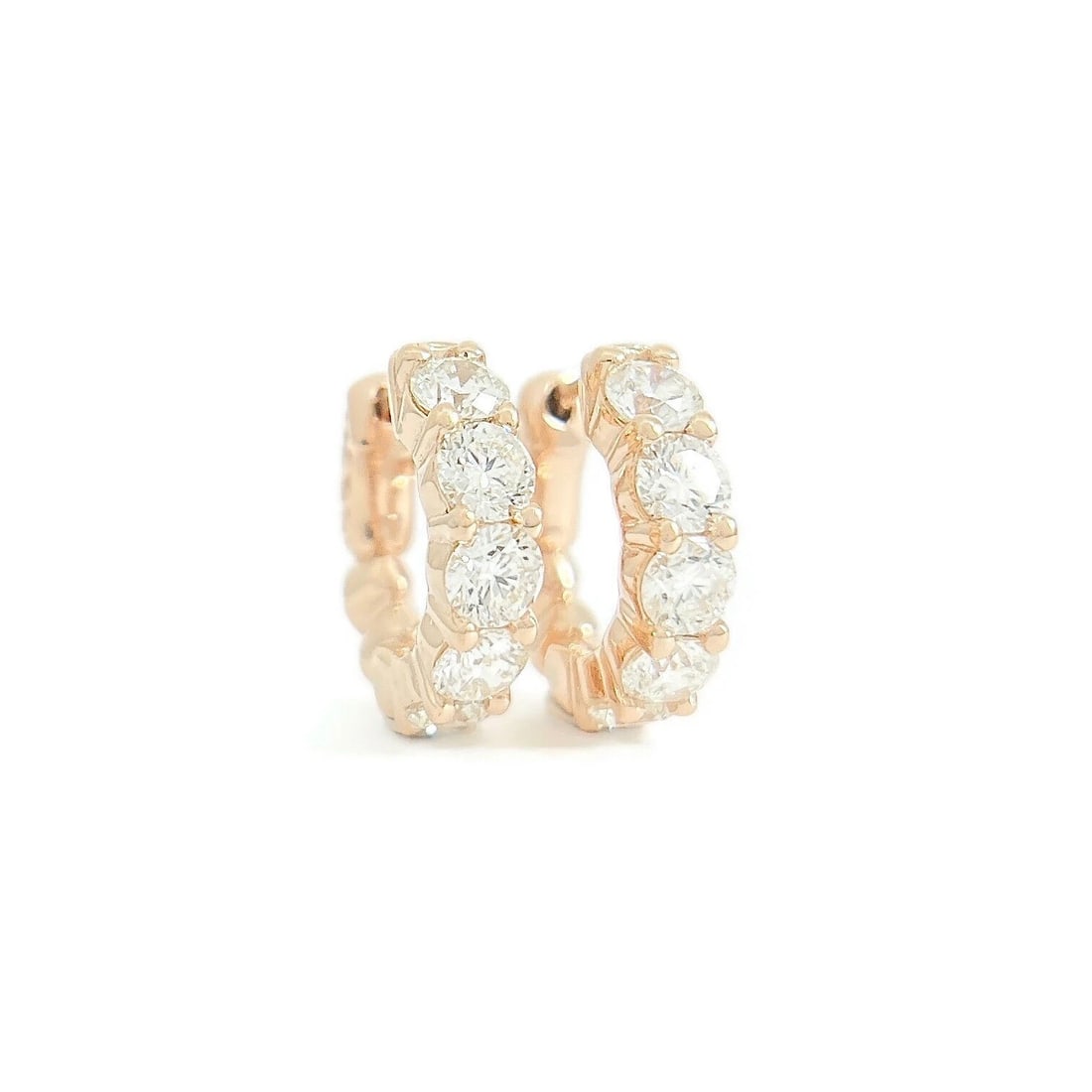 DIAMOND HOOP EARRINGS 14K PINK ROSE GOLD: Diamond Hoop Earrings 14K Pink Rose Gold Brand: Unbranded Type/Style: Earrings Material: 14K Pink Rose Gold, Main Stone Natural Color: Gold Size: Length: 16 mm Width: 4.2 mm Accessories: None