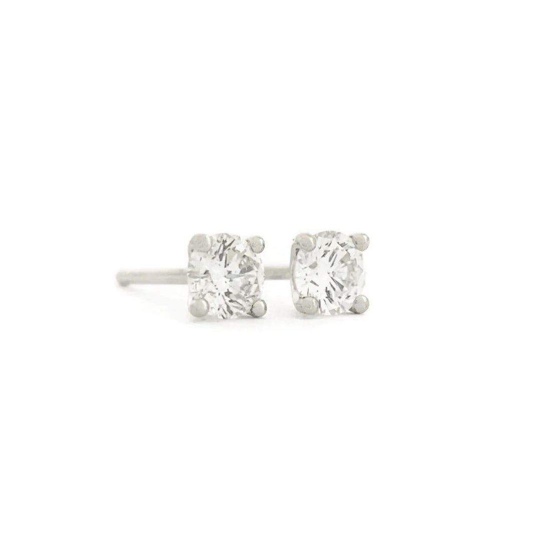 ROUND DIAMOND STUD EARRINGS 14K WHITE GOLD: Round Diamond Stud Earrings 14K White Gold Brand: Salvatore & Co. Type/Style: Earrings Material: 14K White Gold, Main Stone Natural Color: Silver Size: Measurements: 3.4 mm Accessories: None <