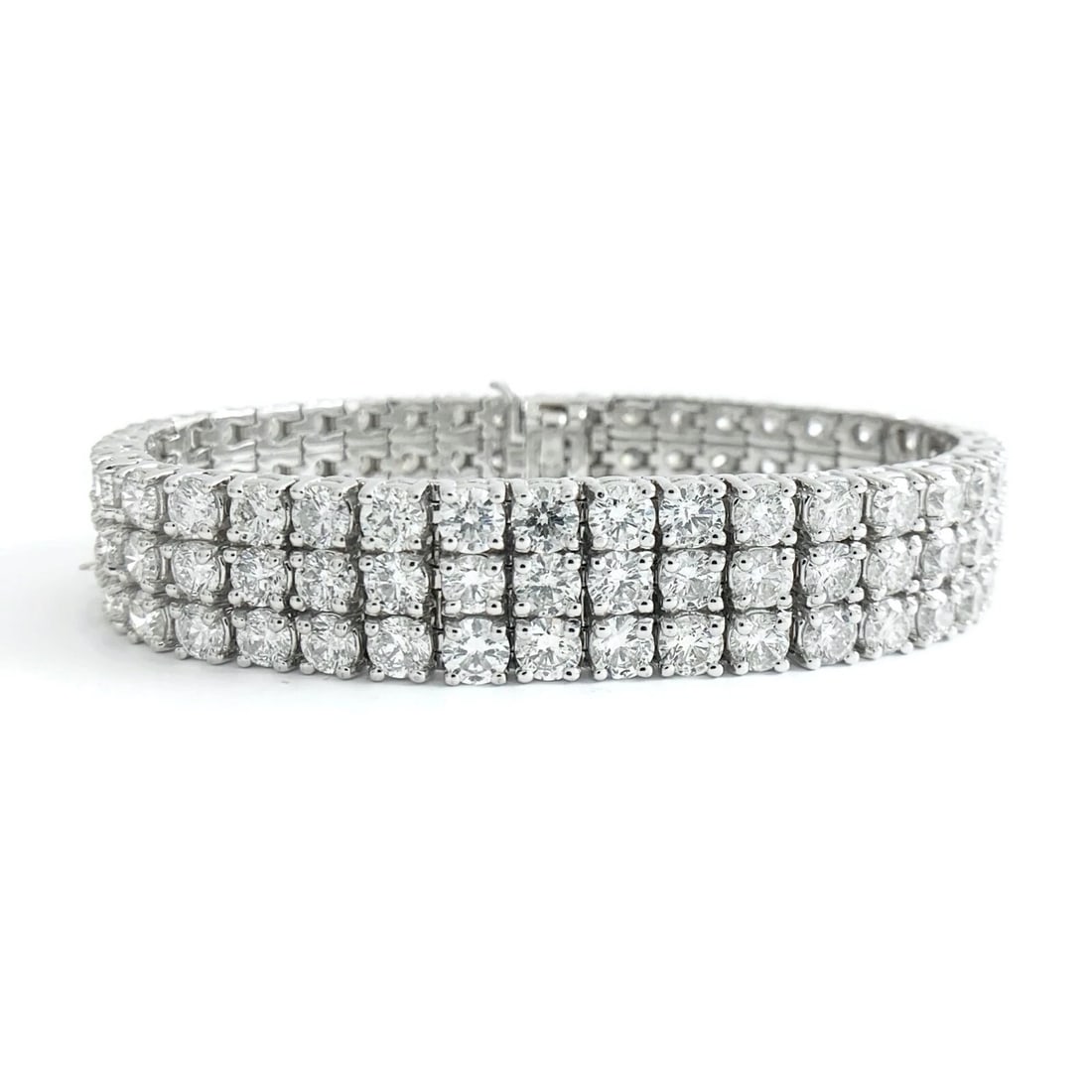 WIDE 3-ROW DIAMOND BRACELET 18K WHITE GOLD (1 of 3)