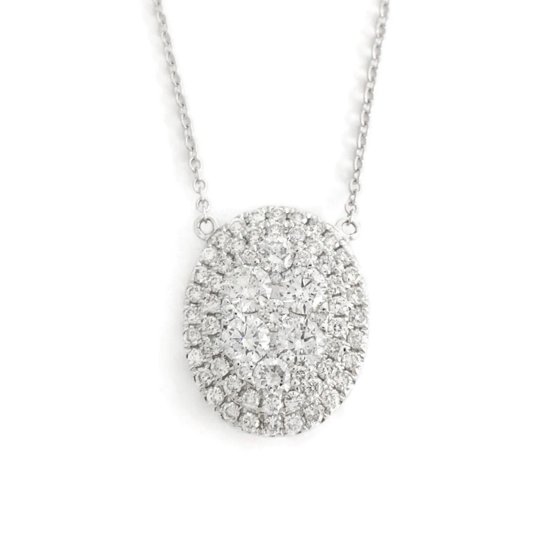 OVAL CLUSTER PENDANT NECKLACE 14K WHITE GOLD (1 of 2)