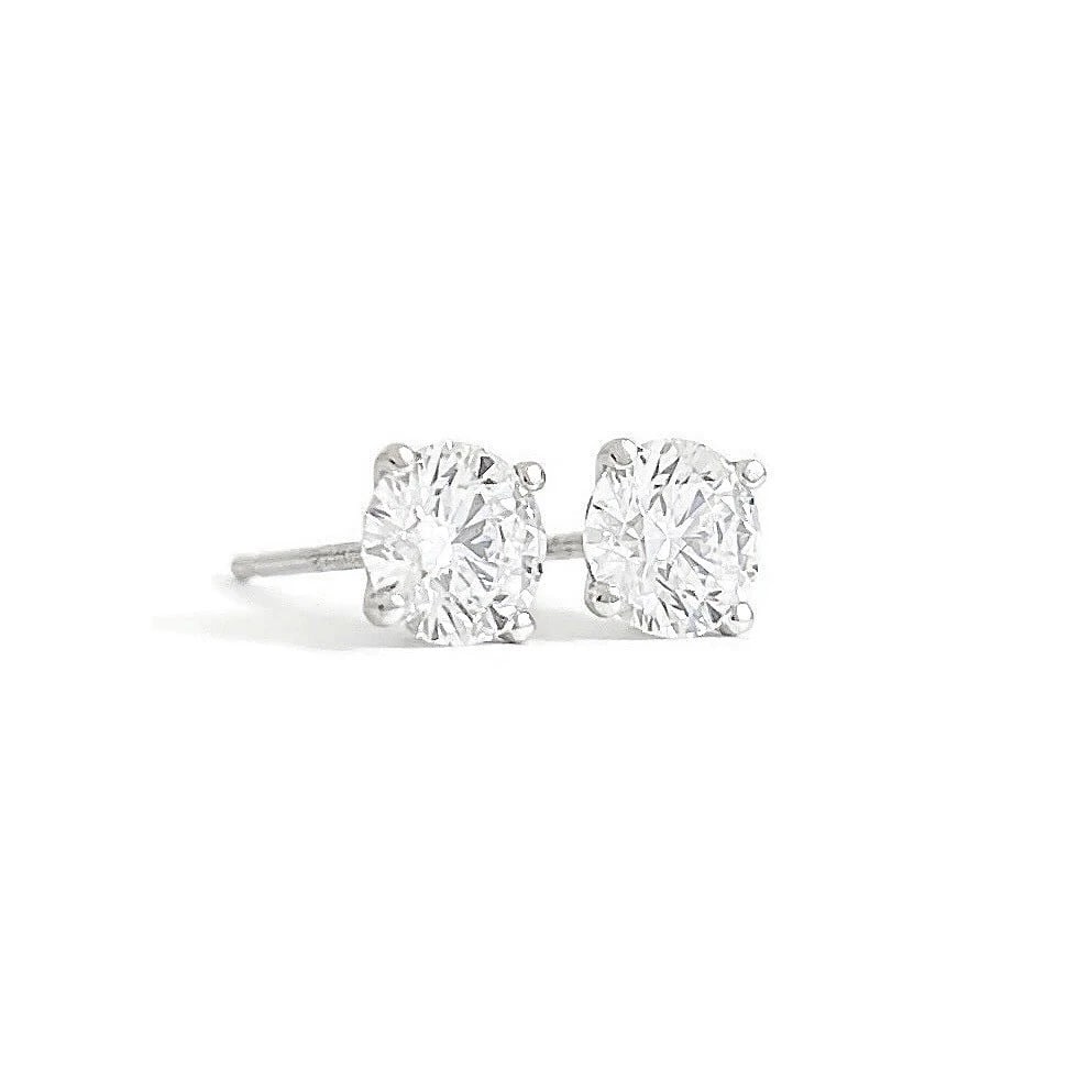 ROUND LAB-CREATED DIAMOND STUD EARRINGS 14K WHITE GOLD: Round Lab-Created Diamond Stud Earrings 14K White Gold Brand: Unbranded Type/Style: Earrings Material: 14K White Gold, Main Stone Lab-Created Color: White Size: Measurements: 5.15 mm Accessories: