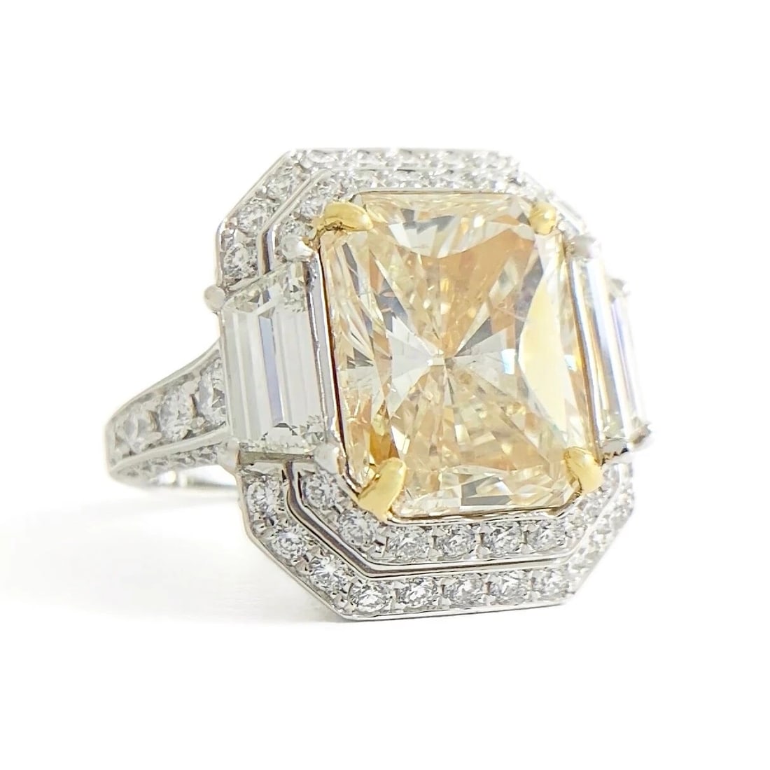 RADIANT YELLOW DIAMOND DOUBLE HALO COCKTAIL STATEMENT RING (1 of 2)