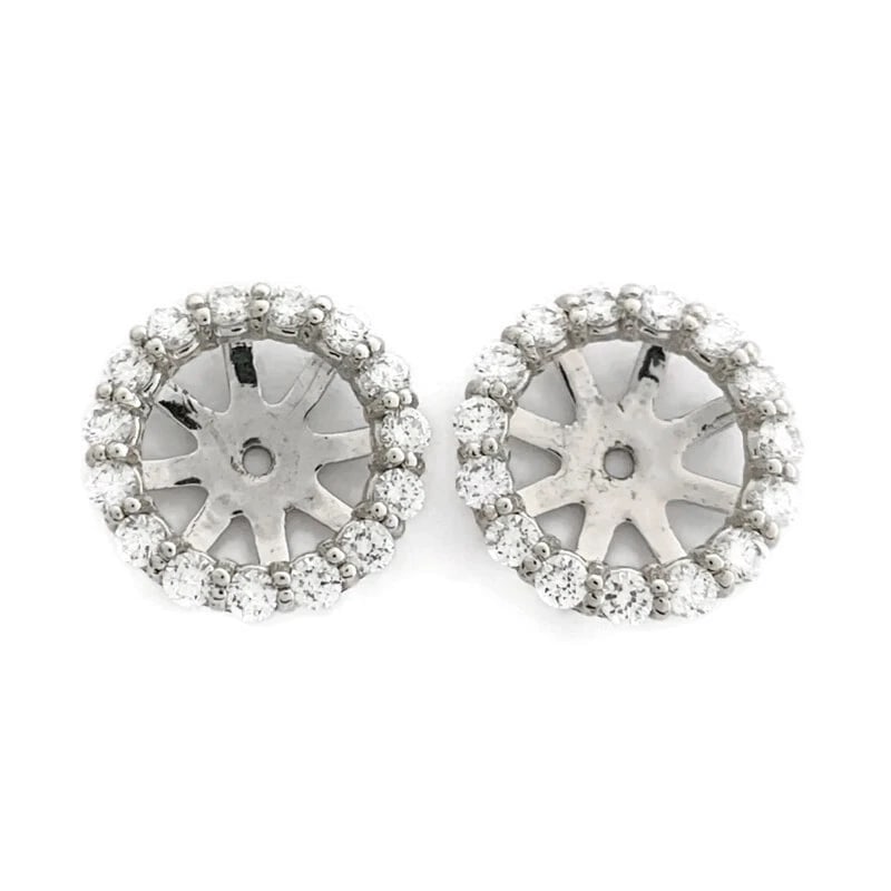 ROUND DIAMOND HALO EARRING JACKETS ENHANCERS 14K WHITE GOLD (1 of 3)