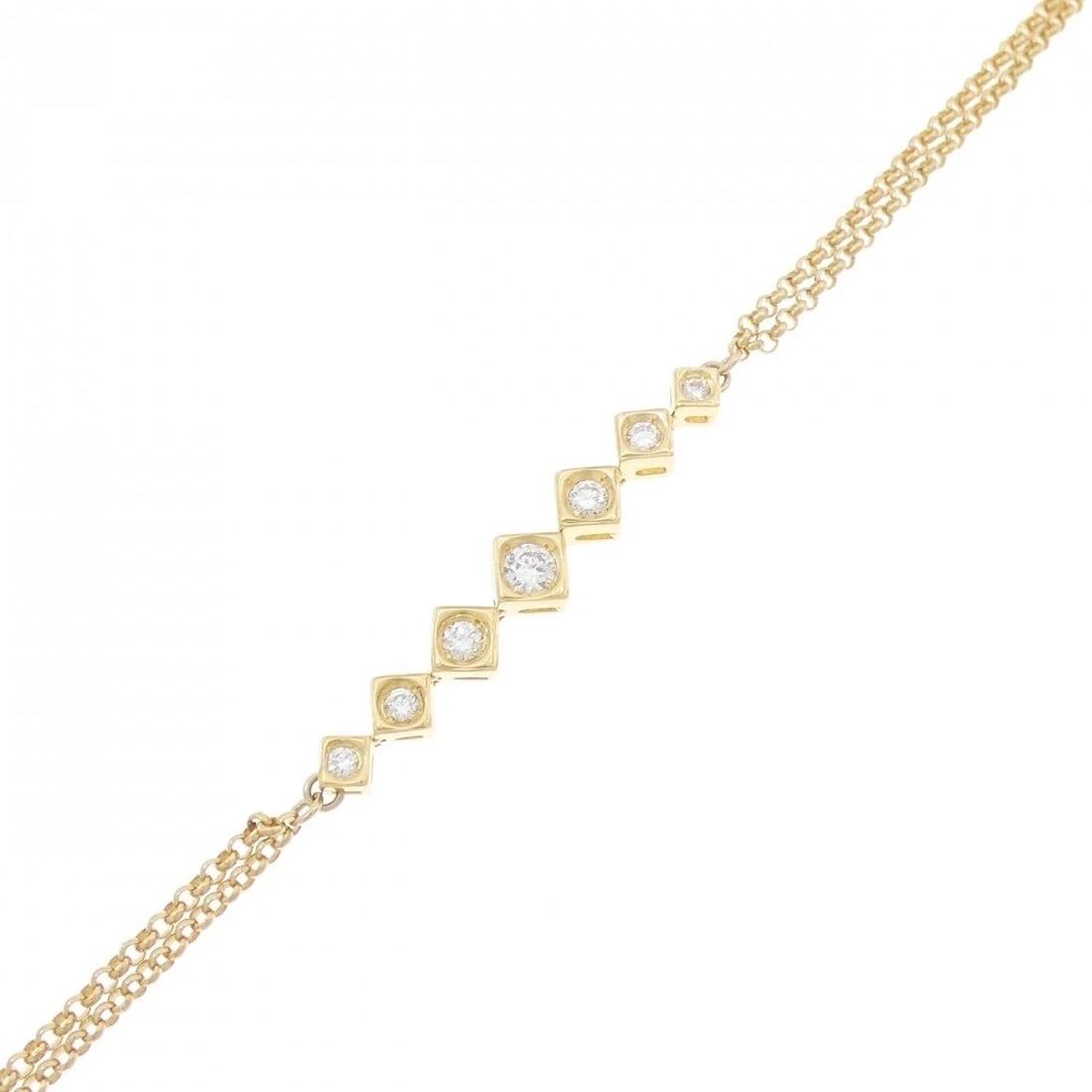 K18YG DIAMOND BRACELET: K18YG Diamond Bracelet Brand: Unbranded Type/Style: Bracelet Material: K18 yellow gold, Color: YG Size: Actual Size Max width approx: 5.9mm Size 17cm Accessories: None Accessories Notice: